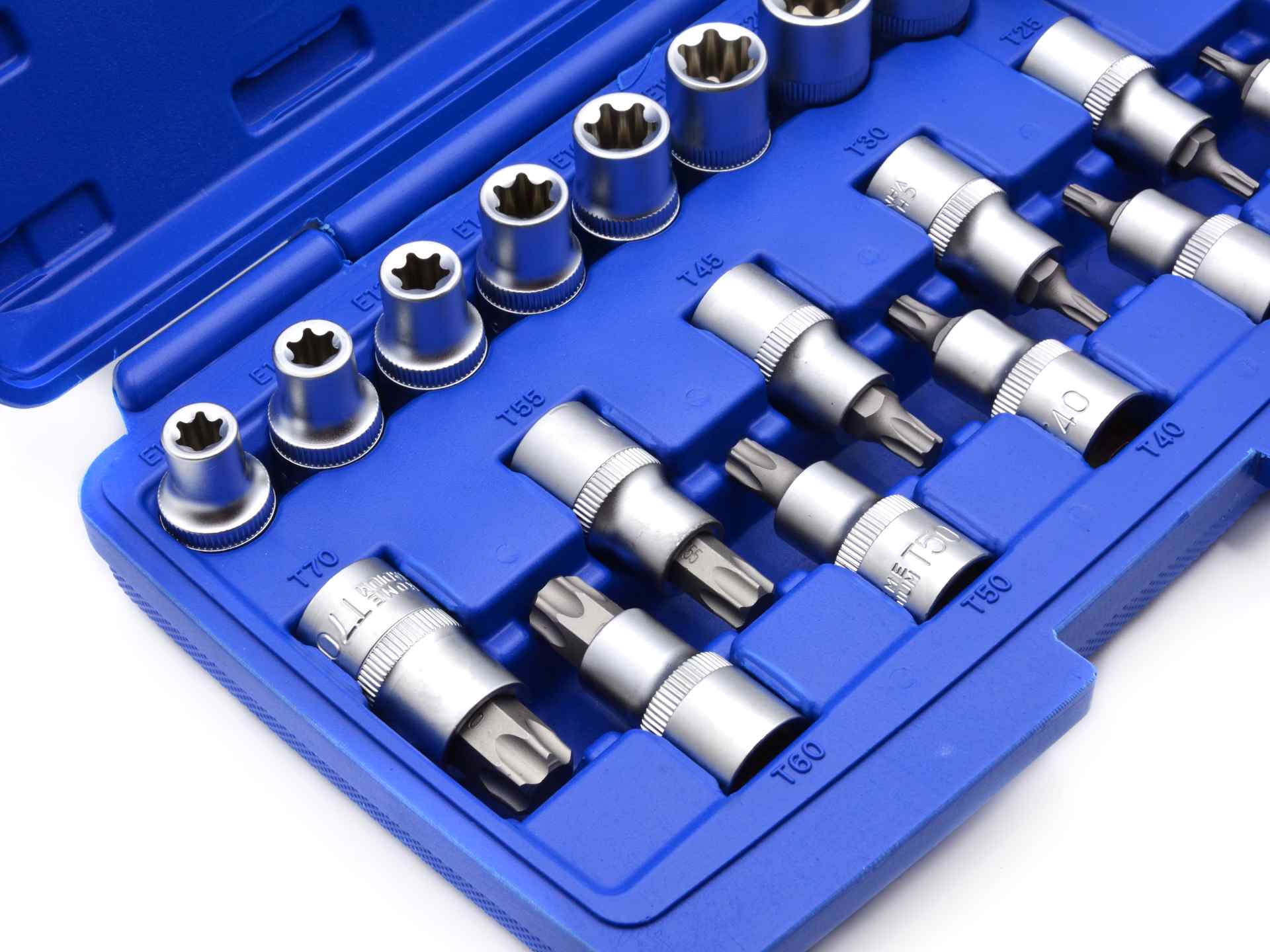 Sada nástrčných kľúčov - hlavíc a bitov Torx 1/2'', 19ks, Geko