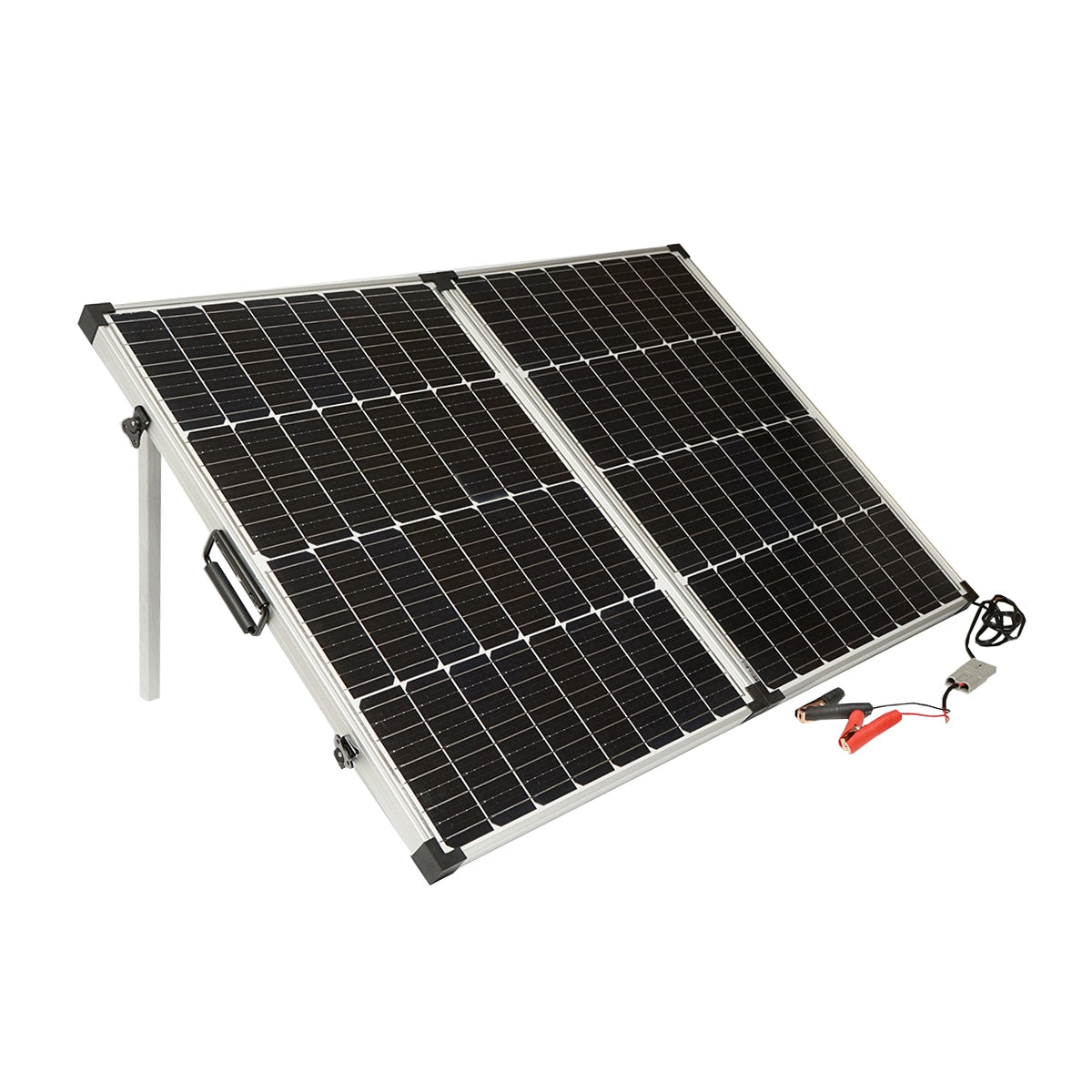 Prenosný monokryštalický fotovoltický solárny panel 145W, kufríkový, s regulátorom napätia 12/24V, 20 Ah a 2 USB Breckner Germany