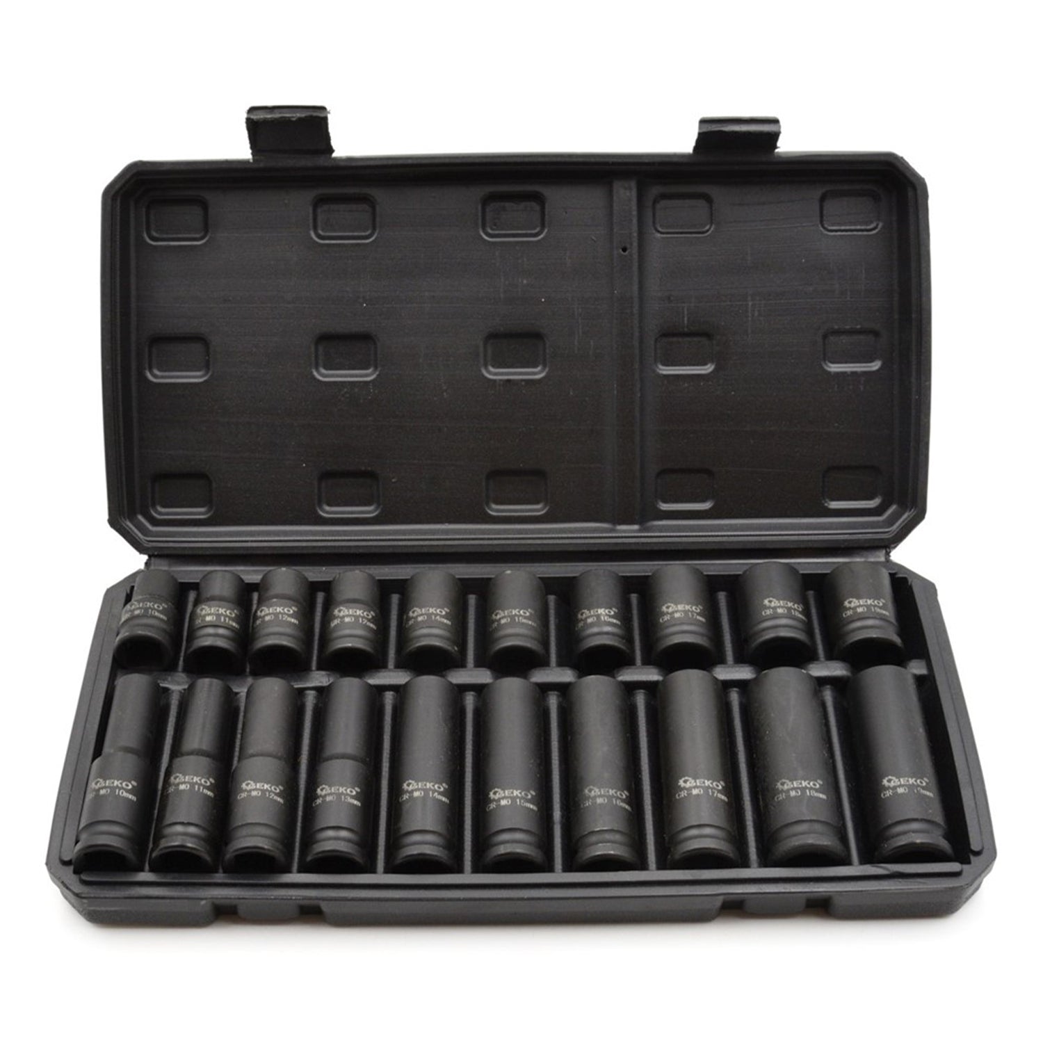 Sada krátkych a dlhých rázových nástrčných kľúčov 1/2'', 10 - 19mm, 20ks