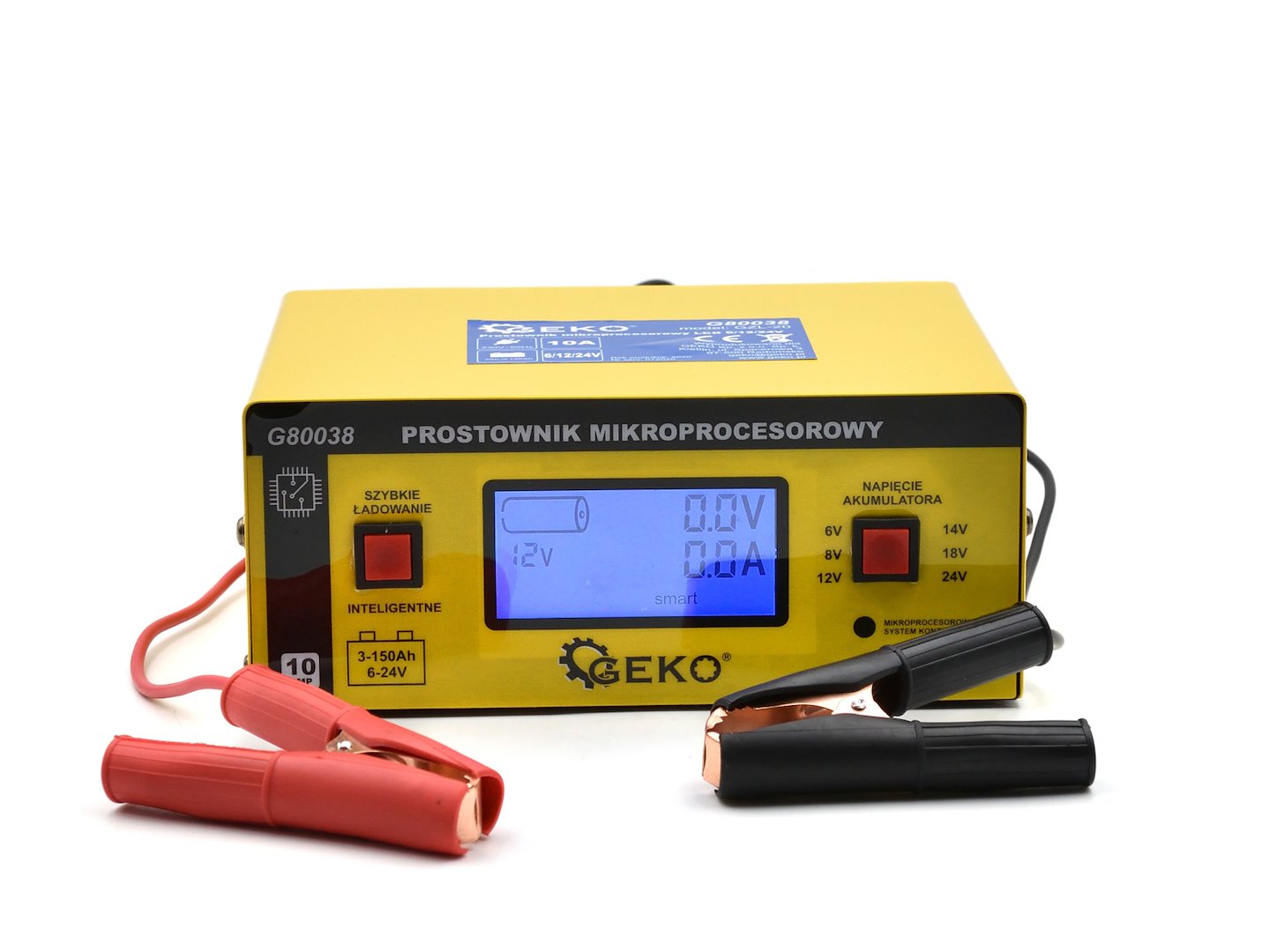 Mikroprocesorová nabíjačka autobatérií s LCD dispejom, 6/12/24V, 10A pre autobatérie 6 - 150Ah, Geko