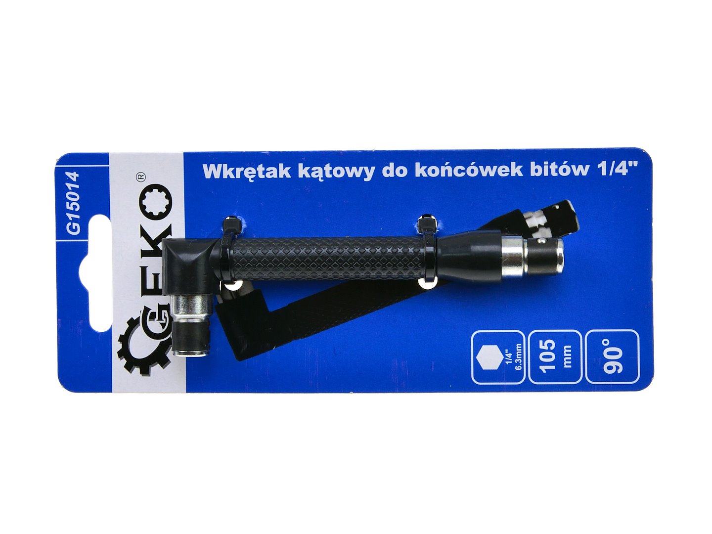 Predĺženie - uhlový adaptér na bity 1/4'', 105mm, 90°, Geko