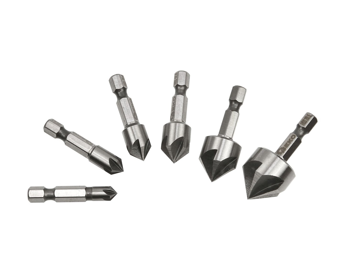 Sada kužeľových záhlbníkov HSS do kovu, na zrážanie hrán, 6,3 - 20,5mm Hex, 6ks, Geko