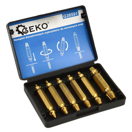 Sada HSS vyťahovákov na opotrebované skrutky 6ks Geko