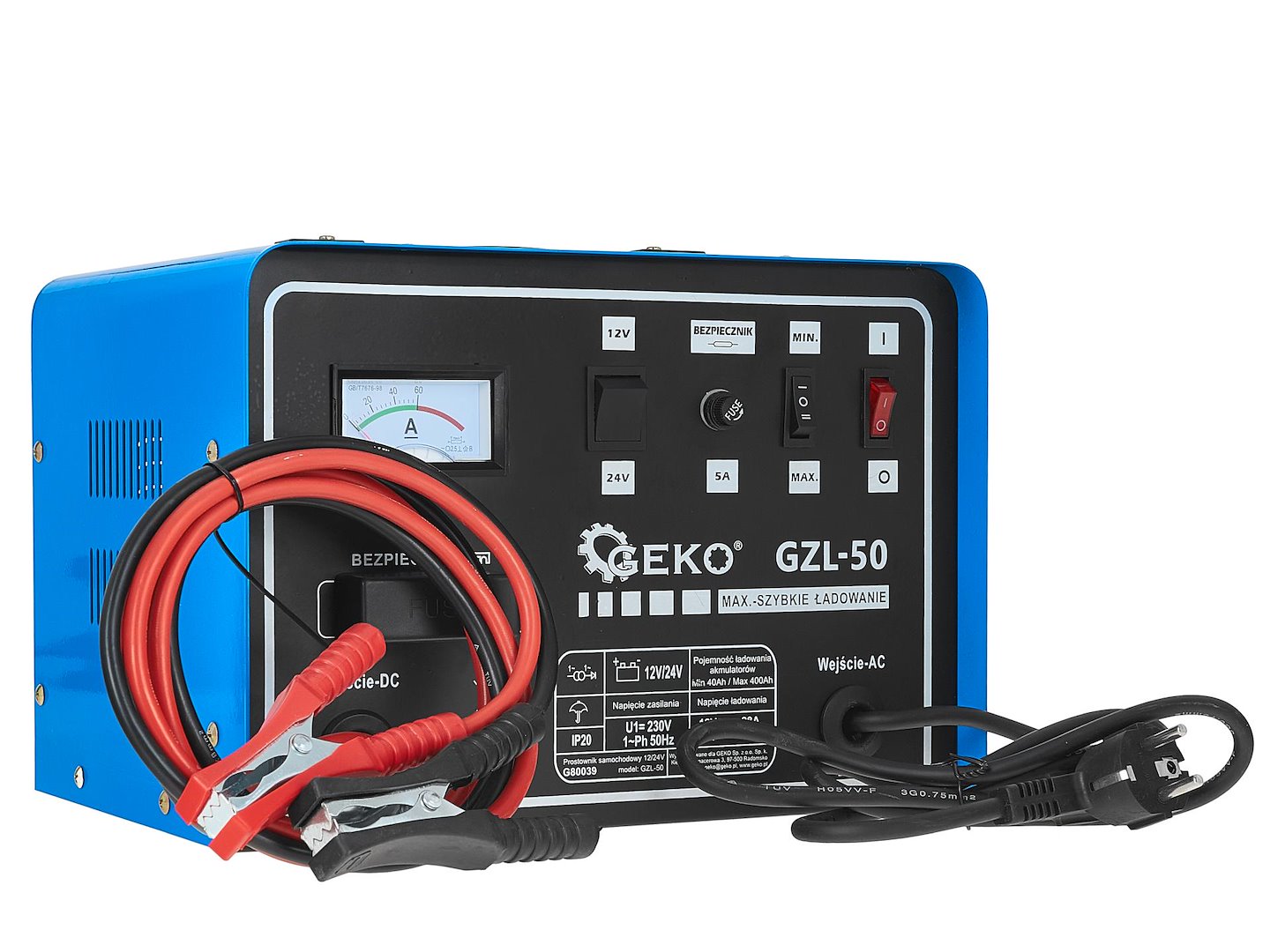 Nabíjačka autobatérií 12/24V GZL-50 28/25A pre autobatérie 40 - 400Ah, s funkciou Fast Charge, Geko