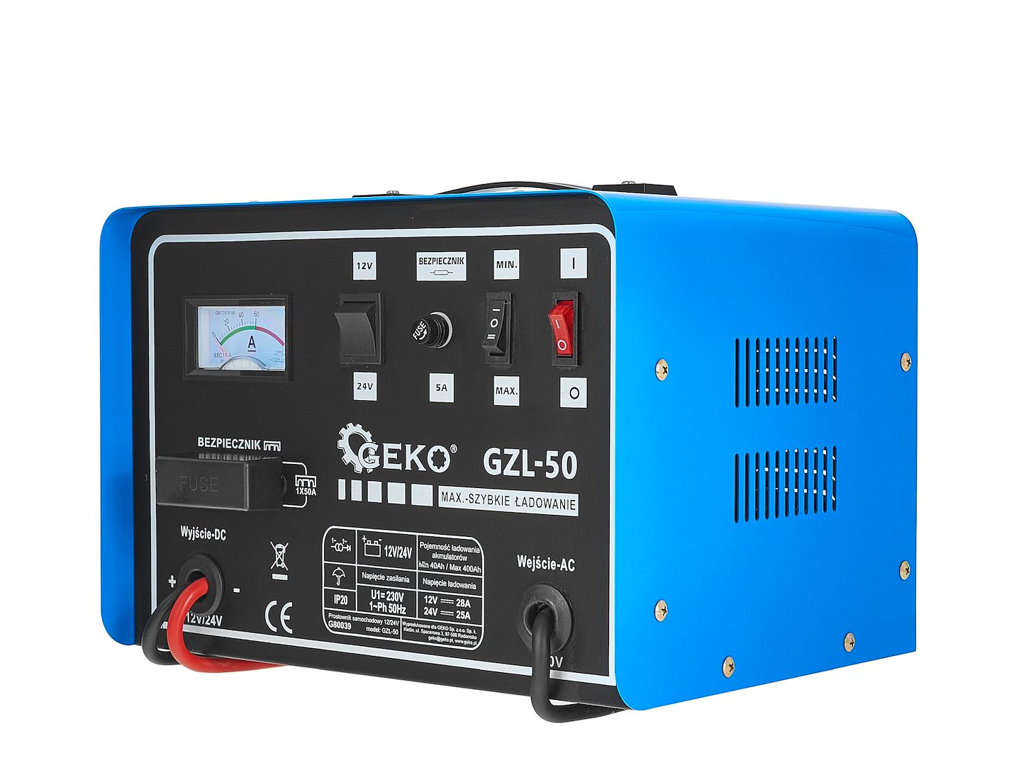 Nabíjačka autobatérií 12/24V GZL-50 28/25A pre autobatérie 40 - 400Ah, s funkciou Fast Charge, Geko