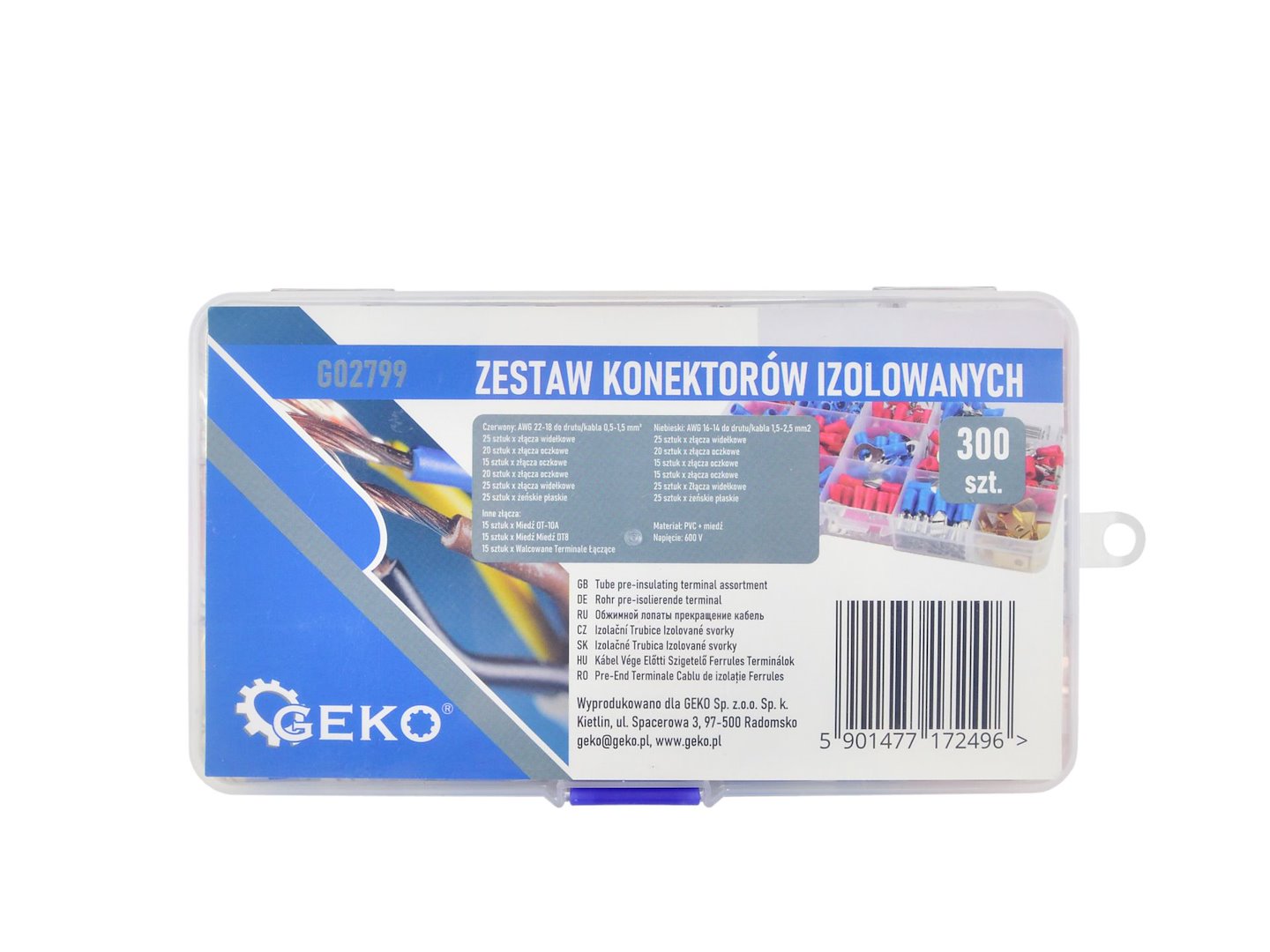 Káblové konektory a svorky, sada 300ks Geko