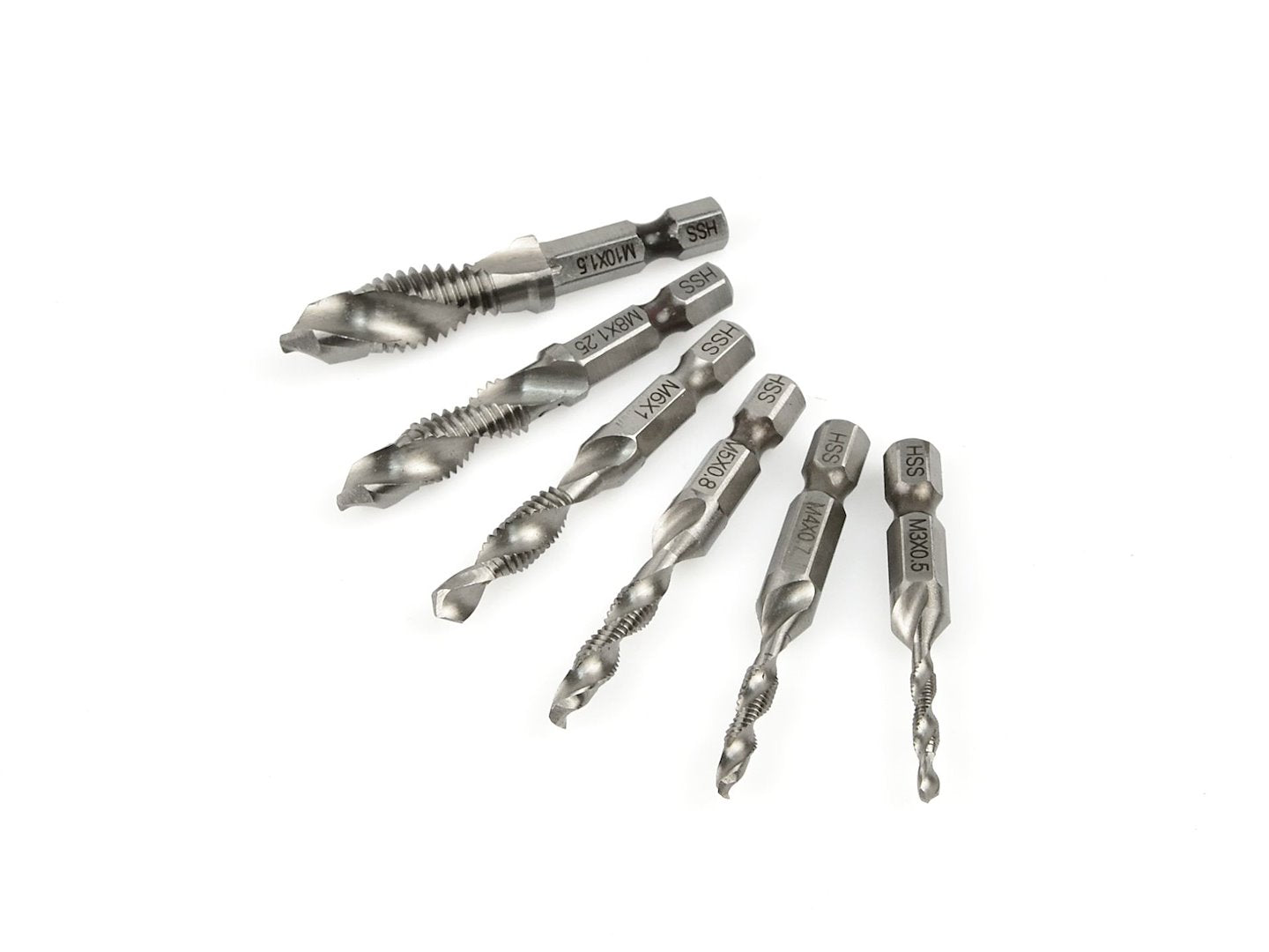 Sada vrtákov so závitníkom HSS Hex 1/4'', M3 - M10, 6ks