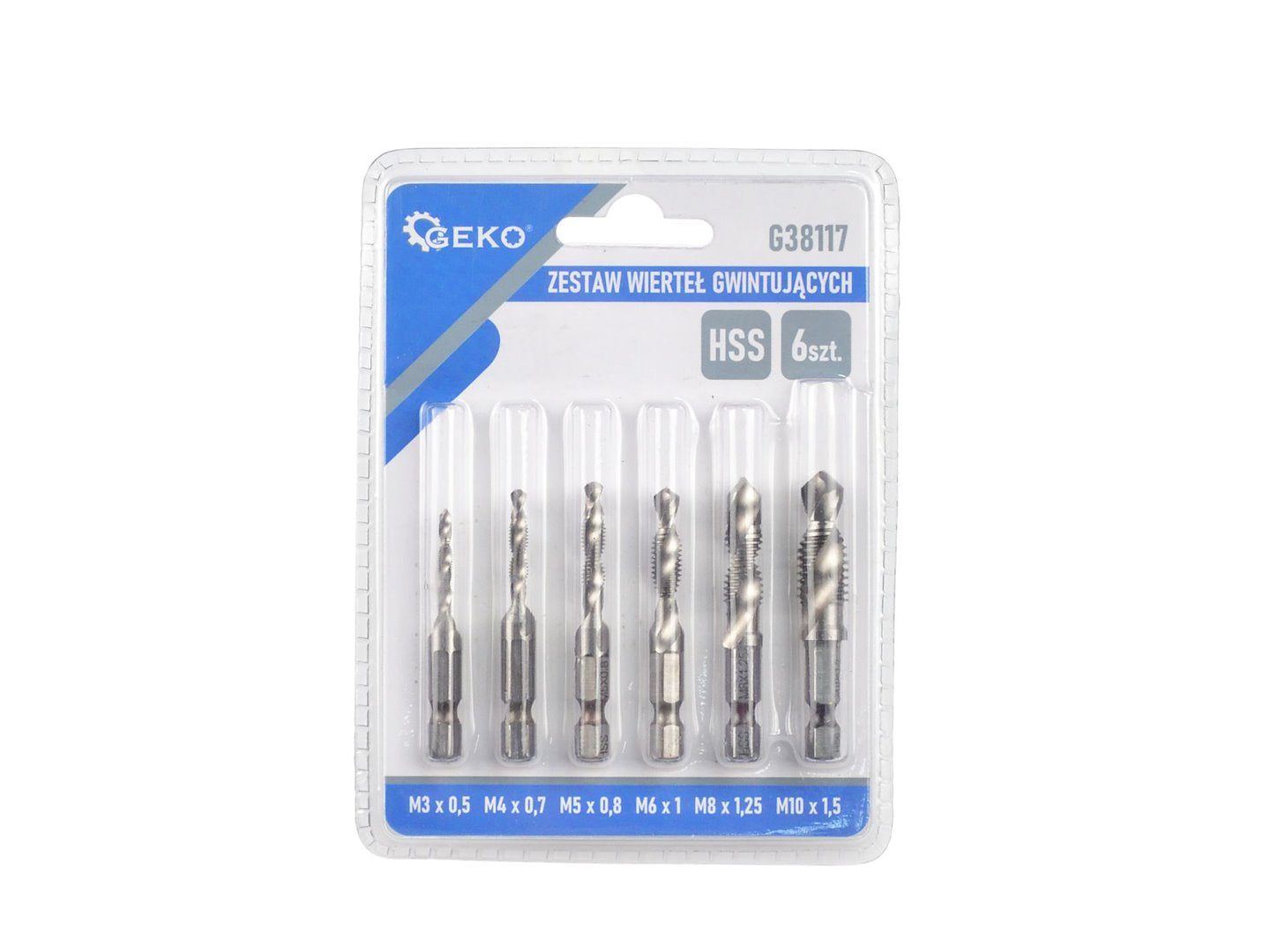 Sada vrtákov so závitníkom HSS Hex 1/4'', M3 - M10, 6ks