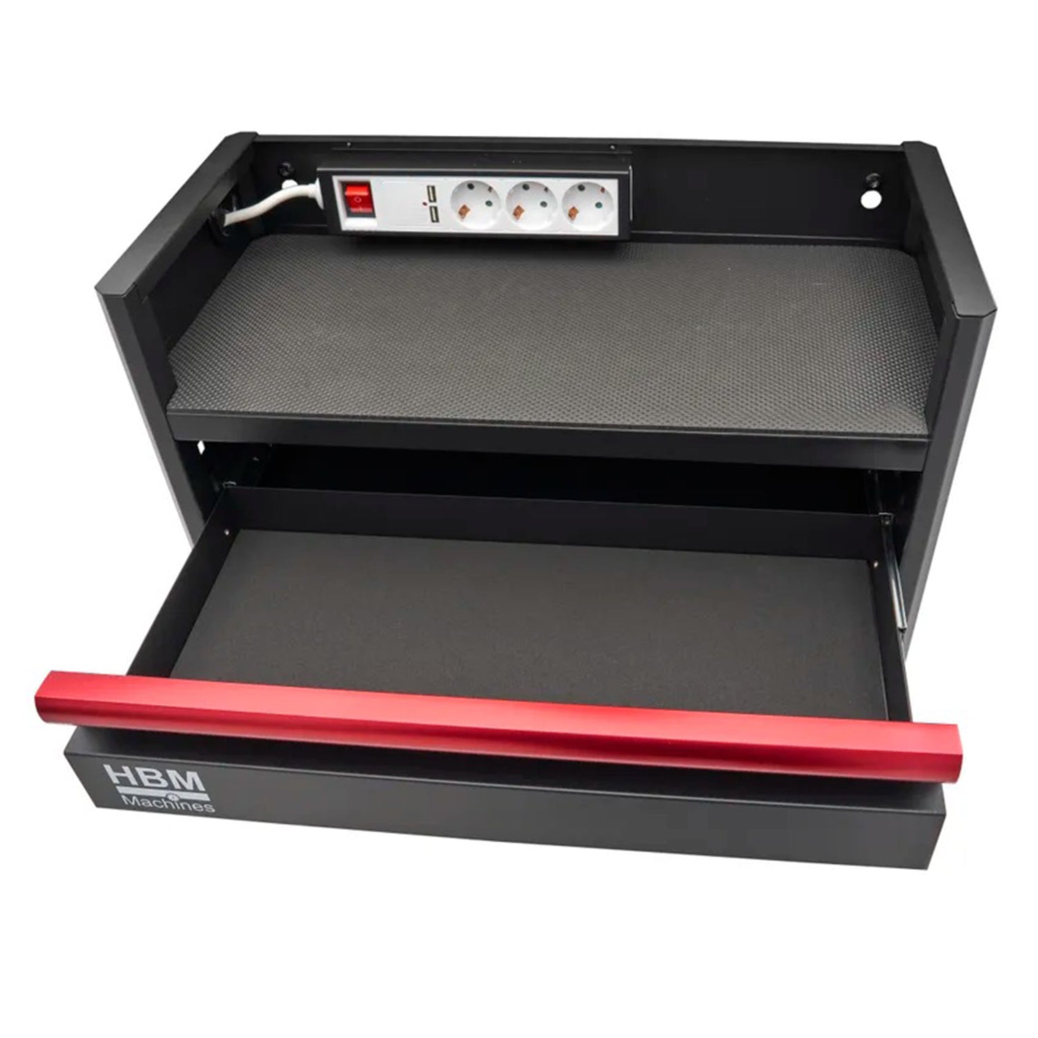 Závesná skriňa - nástenný organizér na elektrické a pneumatické náradie, 1 šuflík, zásuvka 220V