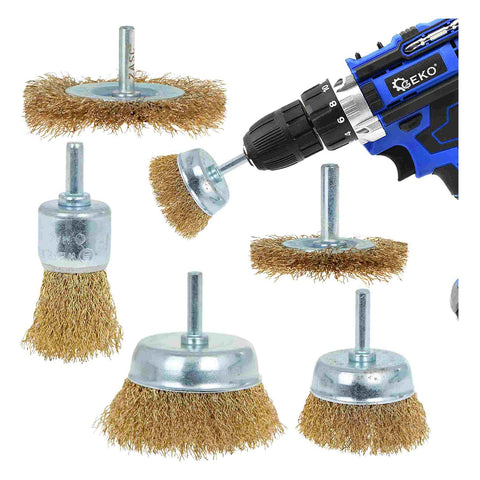 Sada oceľových drôtených kefiek na vŕtačku 5 kusov geko