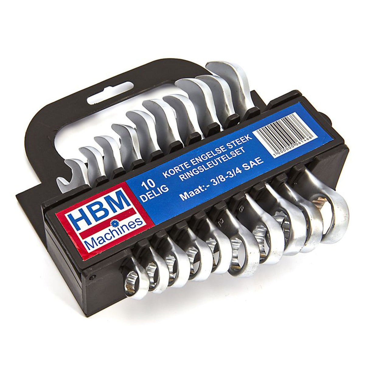 Sada krátkych kombinovaných očkoplochých kľúčov v palcoch 3/8" – 3/4" HBM  Machines