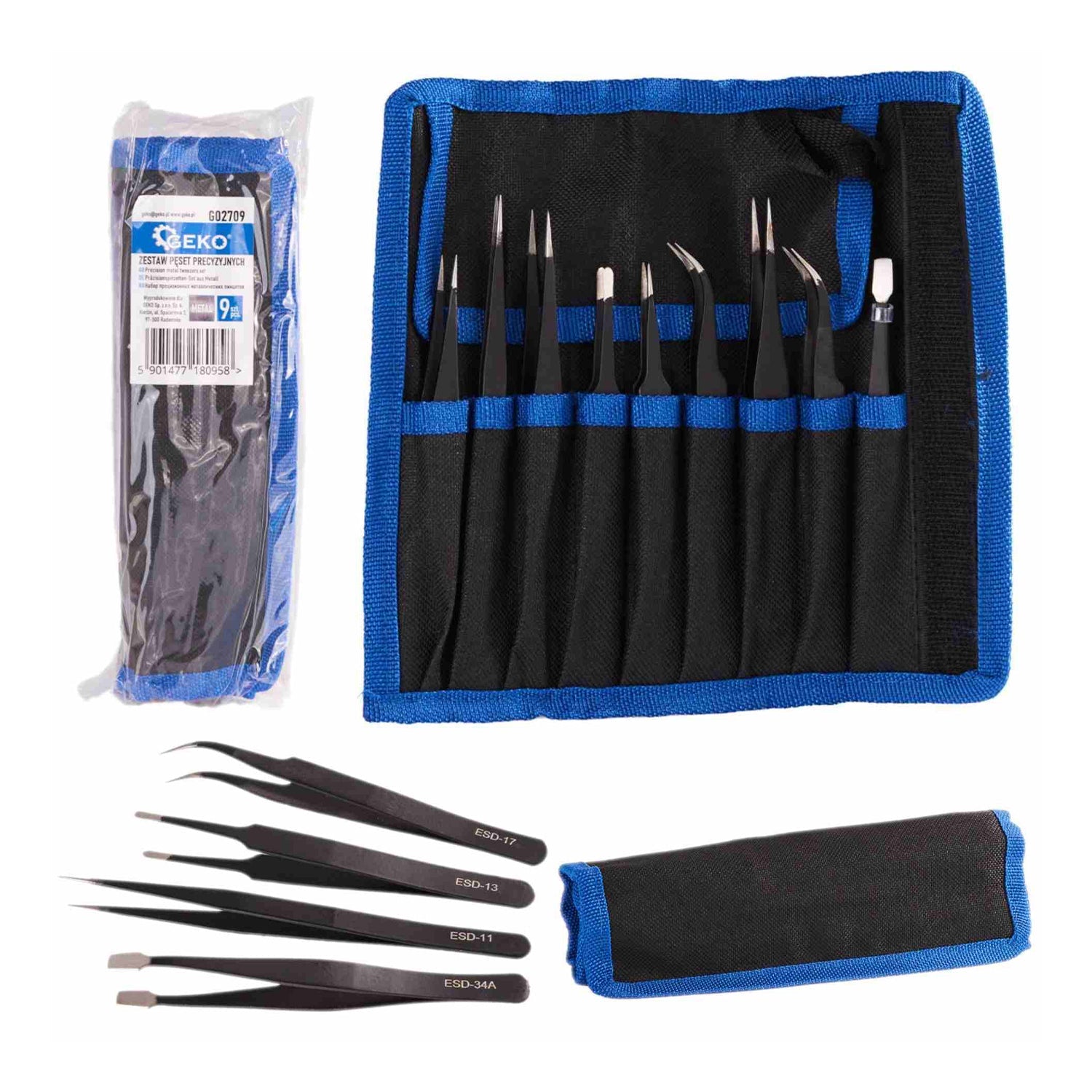 Súprava 9 kovových pinziet na precíznu prácu