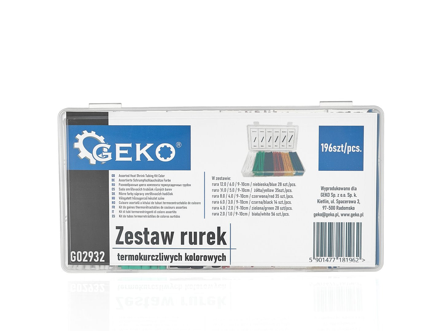 Sada teplom zmršťovacích bužírok, 6 veľkostí, farebné, 196ks Geko