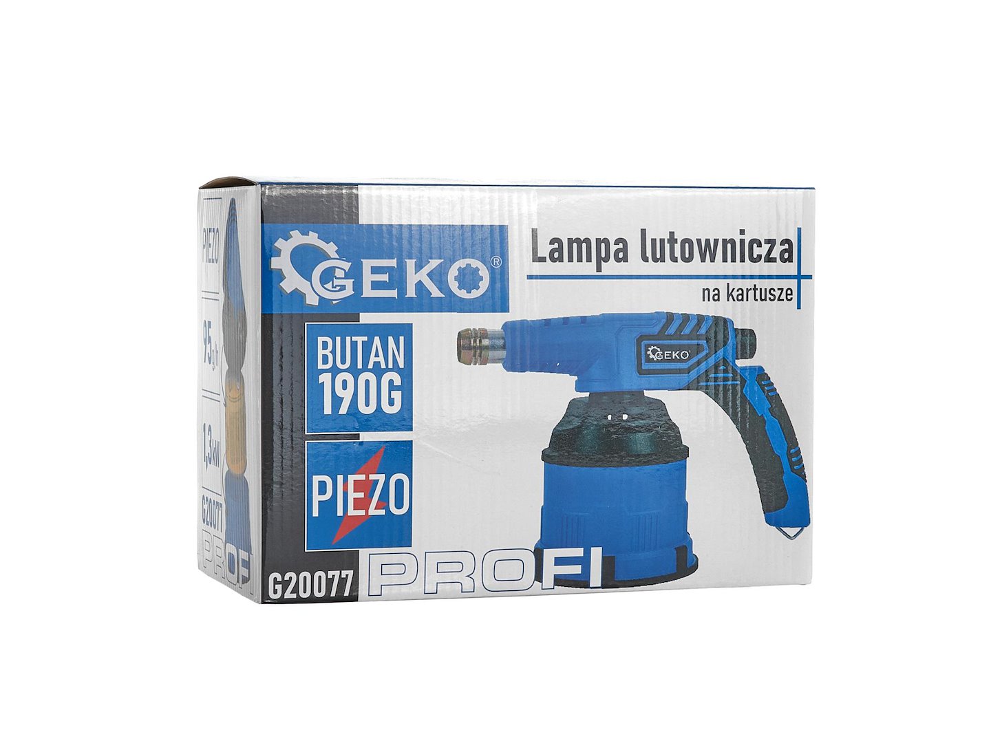 Plynová spájkovacia lampa s piezoelektrickým zapaľovaním, 190g, nastaviteľný plameň 1200°C, Geko
