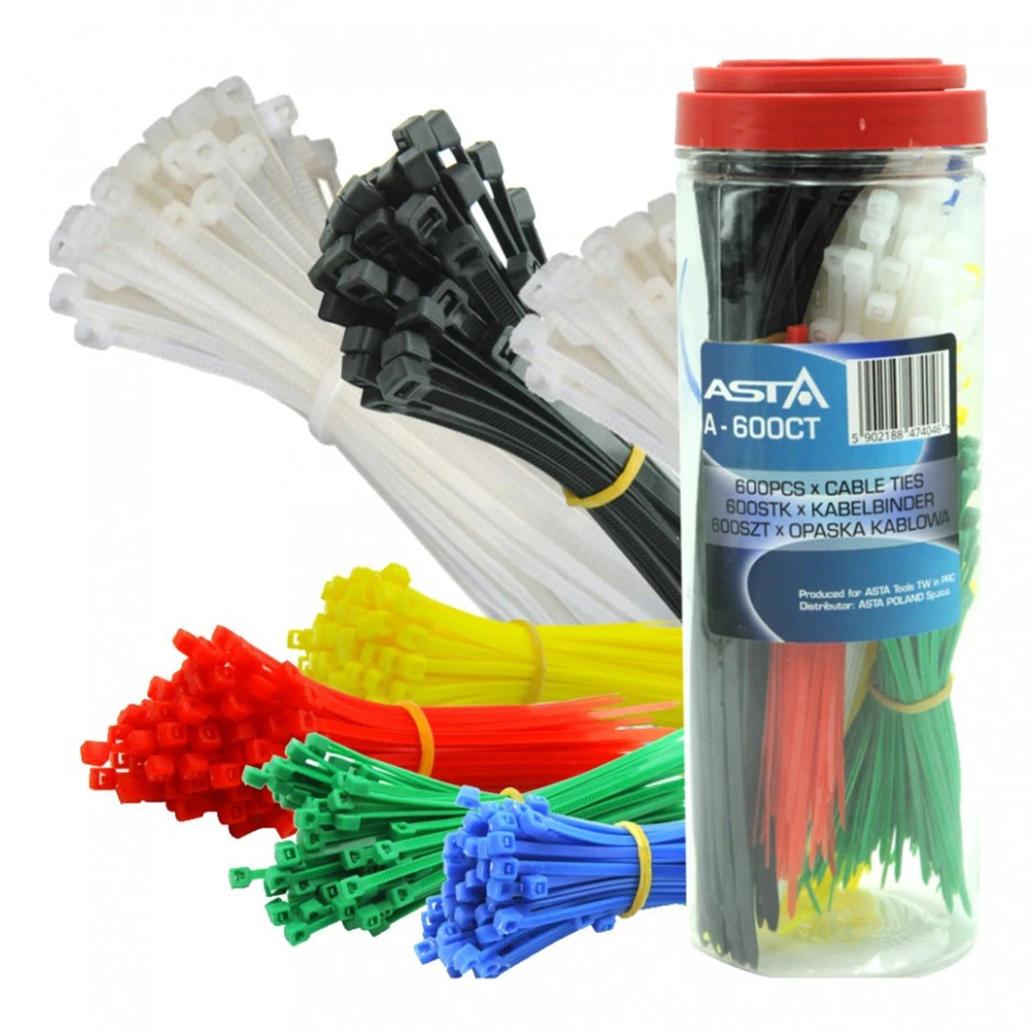 Sada 600 plastových sťahovacích pások