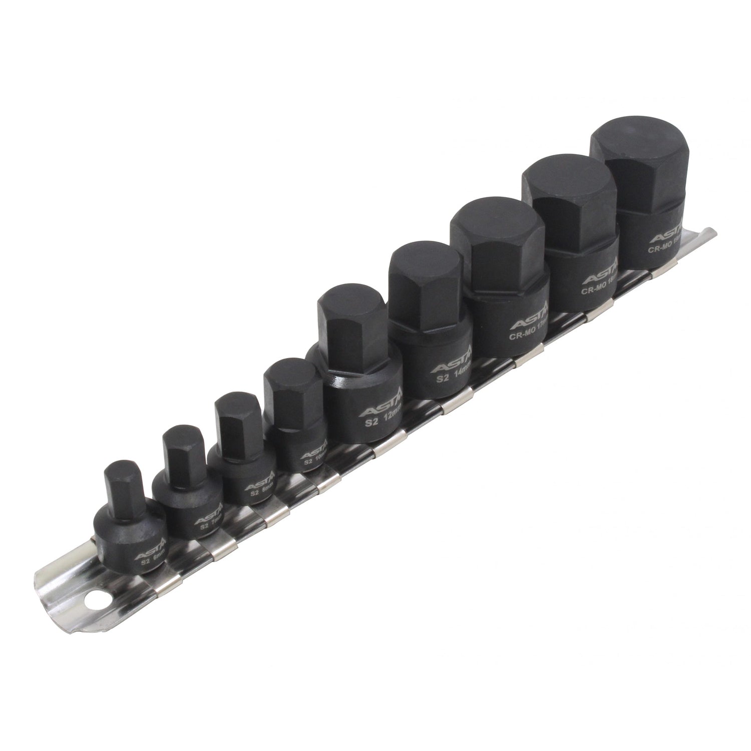 Sada šesťhranných nástrčných hlavíc typu imbus 1/4 – 3/8, 6–19 mm, 9 kusov