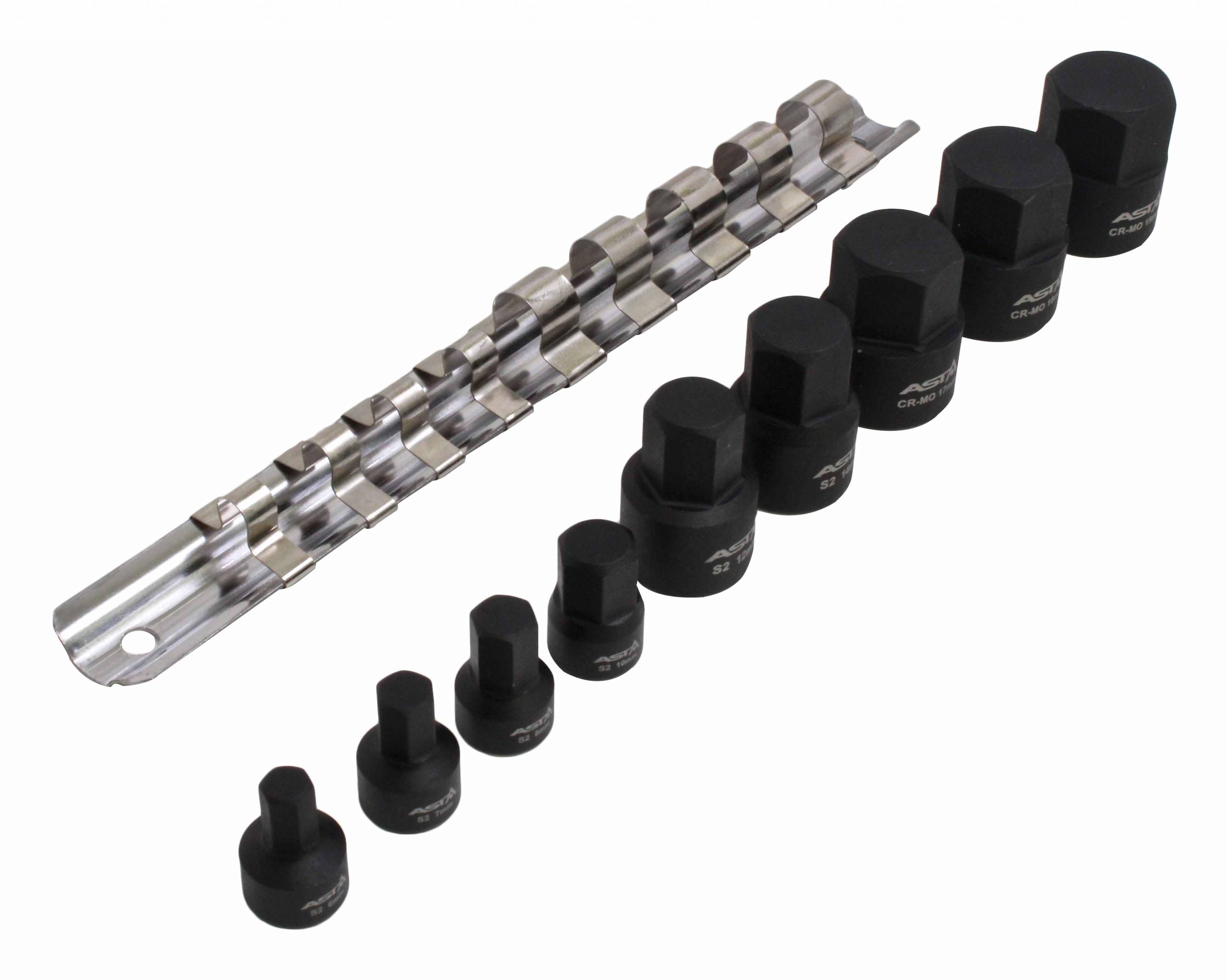 Sada šesťhranných nástrčných hlavíc typu imbus 1/4 – 3/8, 6–19 mm, 9 kusov