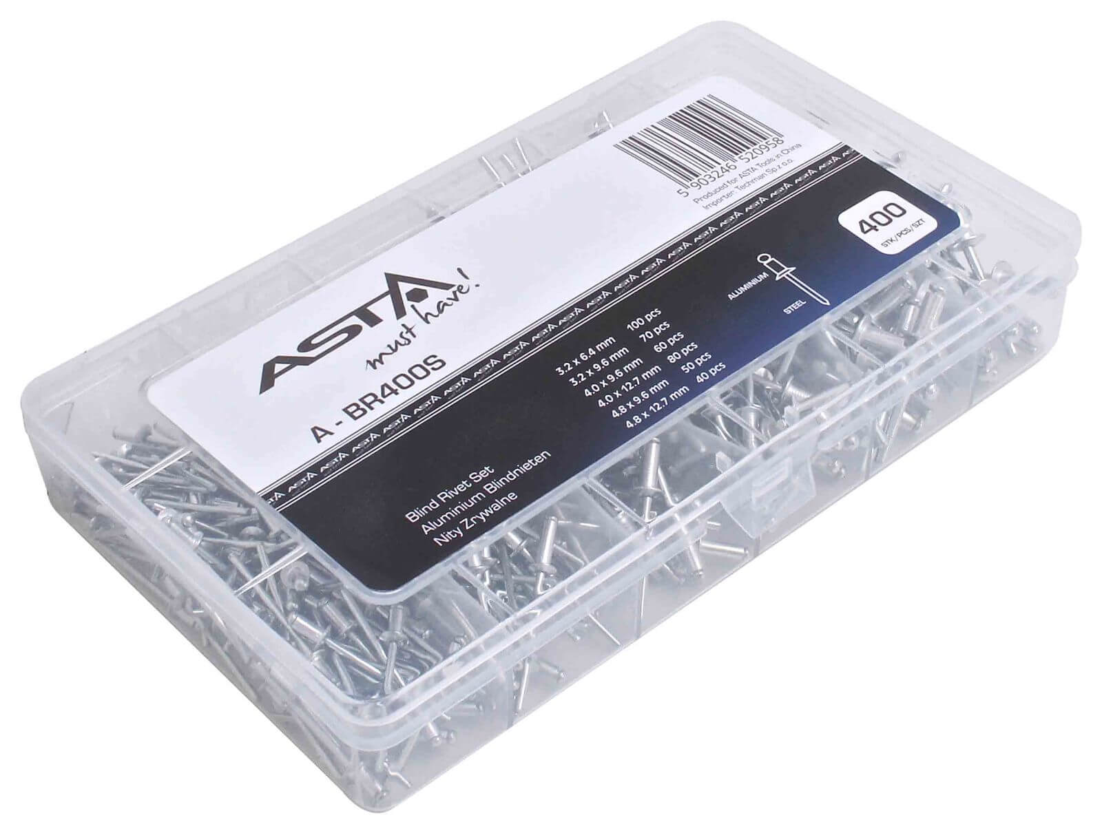 Sada slepých nitov 400 kusov ASTA