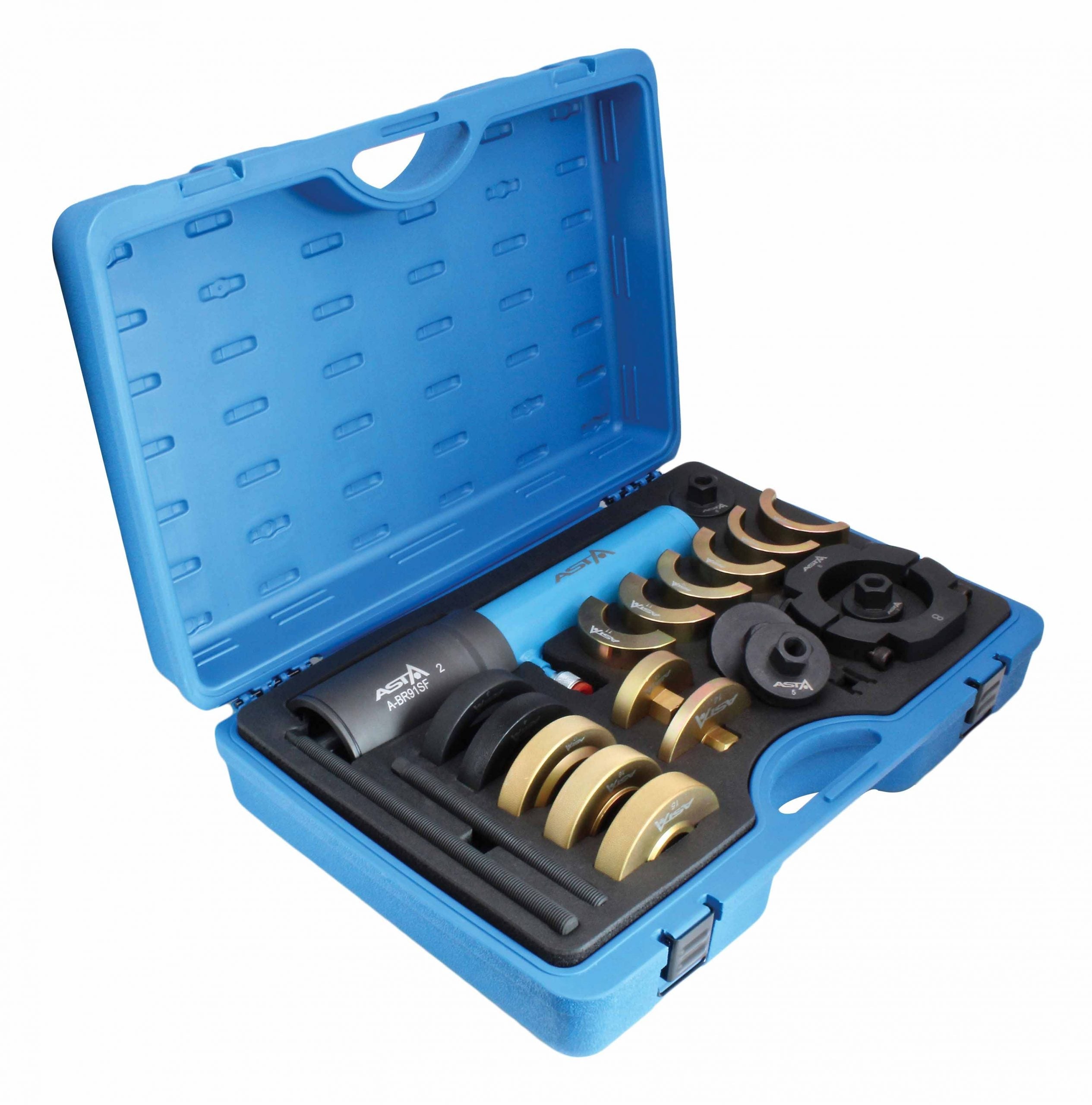 Sada prípravkov pre montáž a demontáž silentblokov a pružín nákladných vozidiel