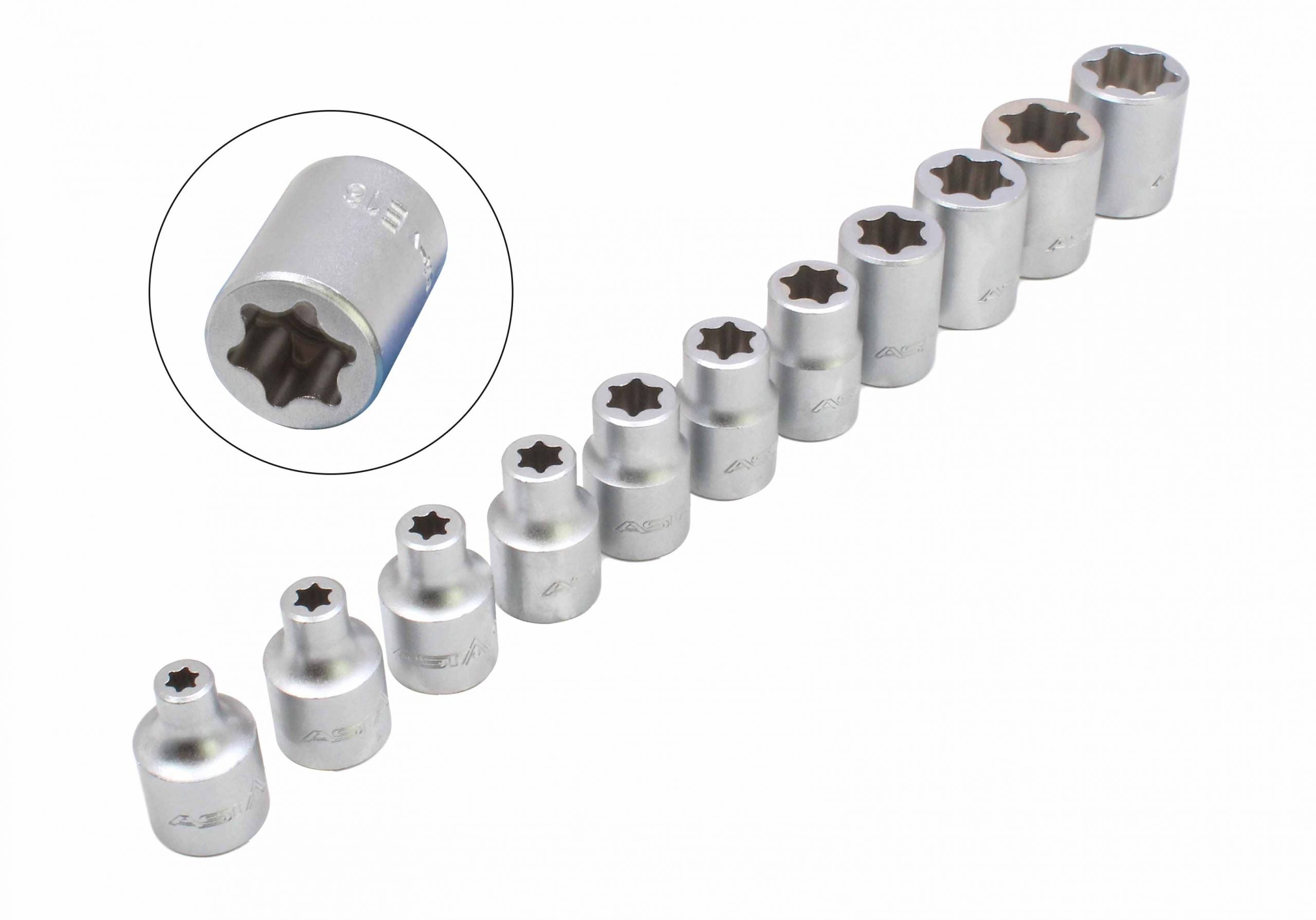 Sada torx nástrčných hlavíc 3/8, e6–e20, 11 kusov