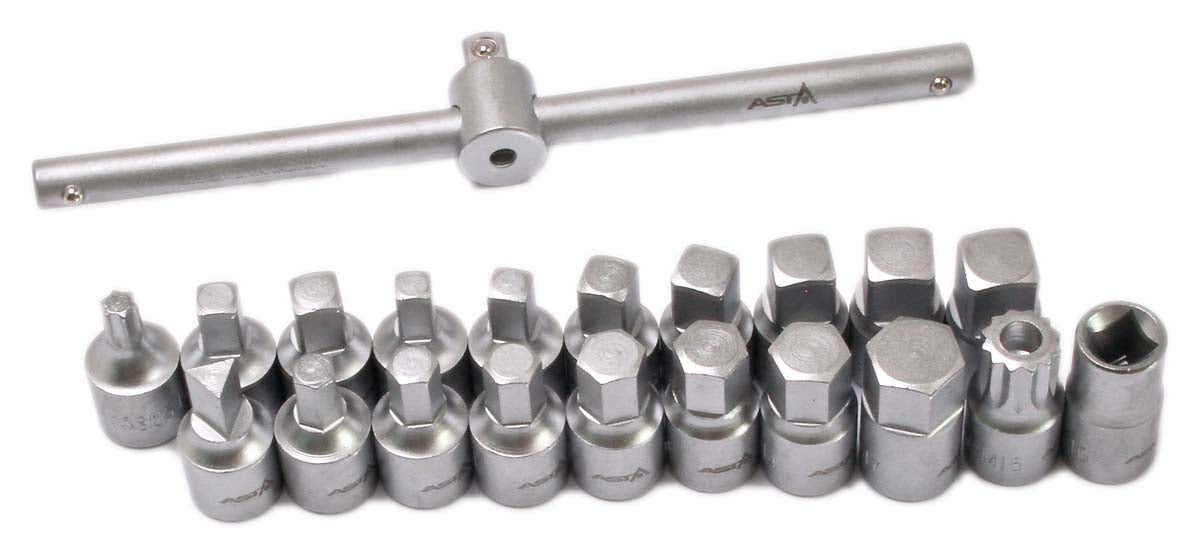 Sada kľúčov - nadstavcov na zátky olejových vaní 21ks