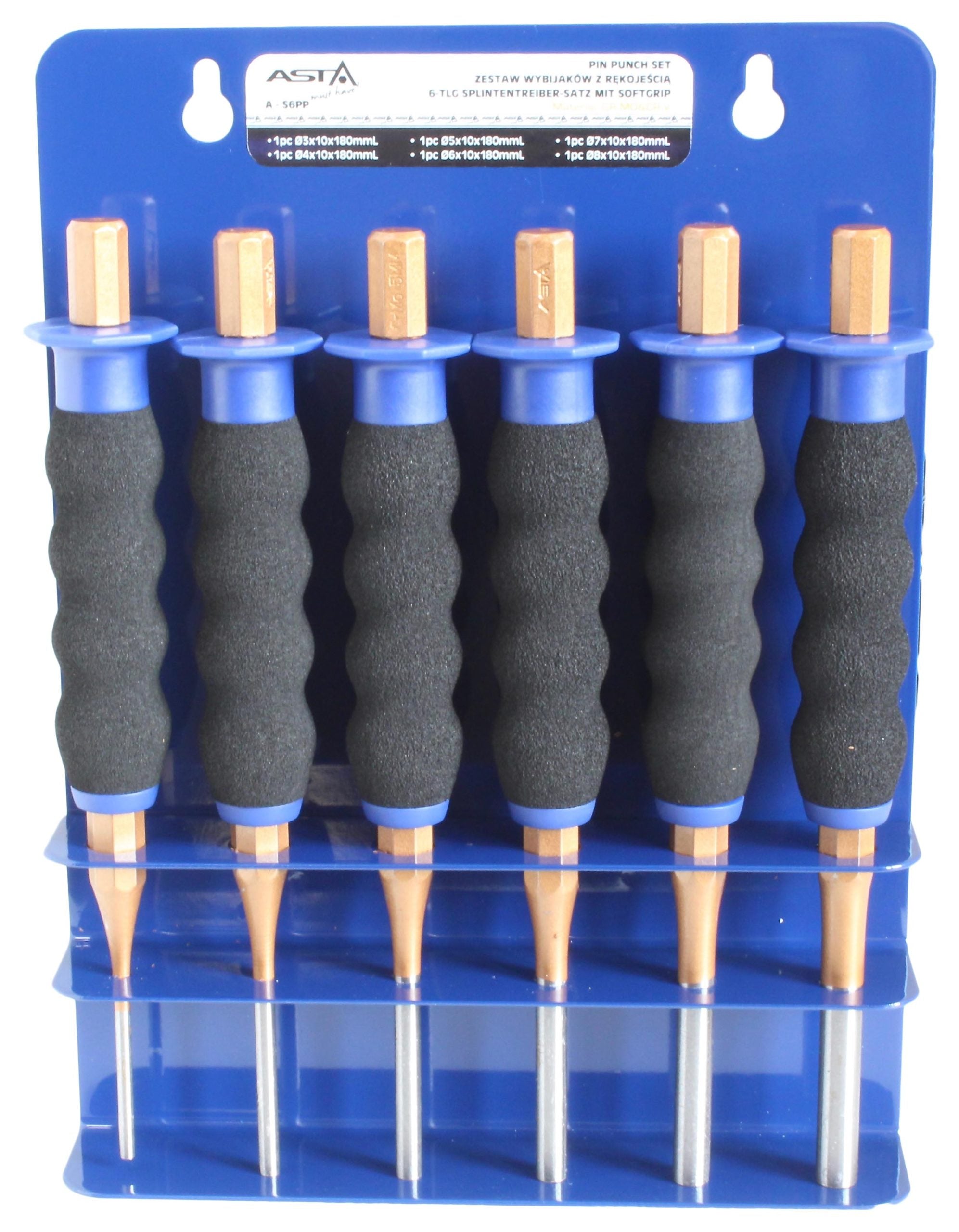 Sada 6 vyrážačov s gumovou rukoväťou