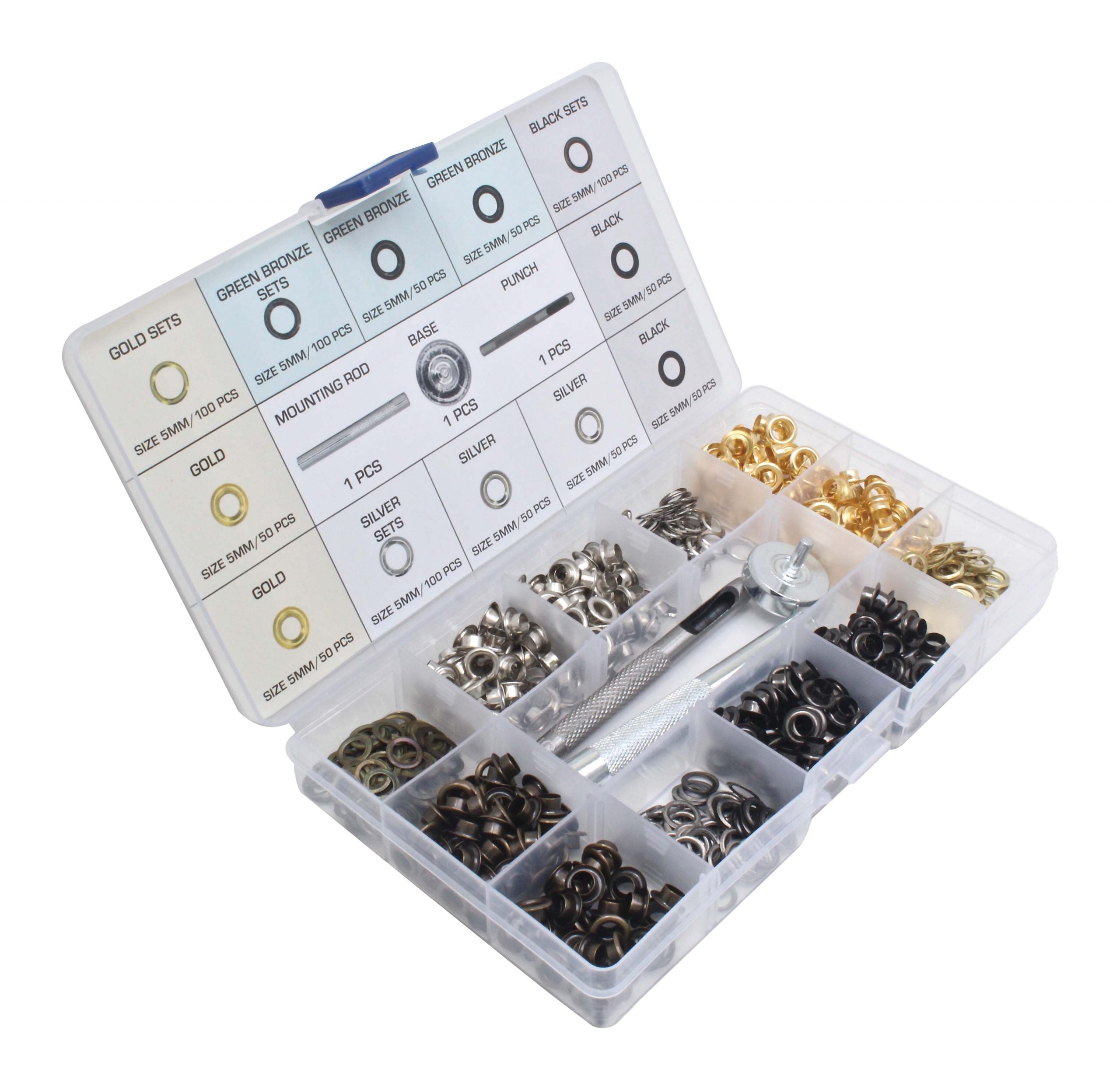 Súprava kovových očiek so sponkami 403 kusy