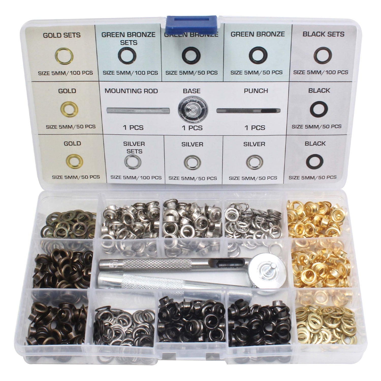 Súprava kovových očiek so sponkami 403 kusy