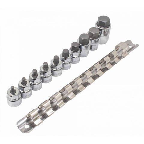 Sada šesťhranných nástrčných hlavíc typu imbus 1/4 – 3/8 v palcoch, 10 kusov