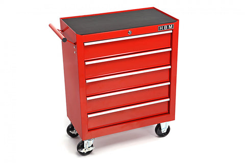 Dielenský vozík - skrinka na náradie, 5 zásuviek, červená