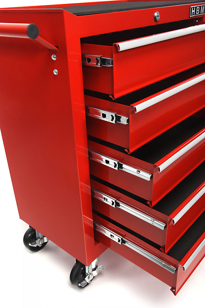 Dielenský vozík - skrinka na náradie, 5 zásuviek, červená