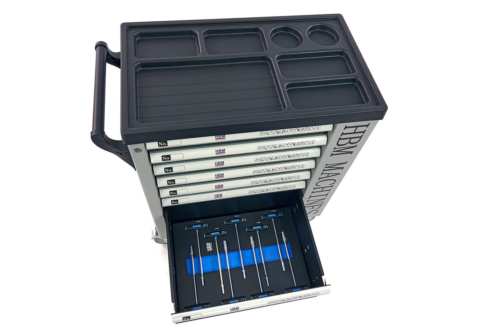 Profesionálna skrinka - dielenský vozík s náradím, so 7 zásuvkami, 262ks náradia, 7 vložiek carbon - premium, HBM Holandsko