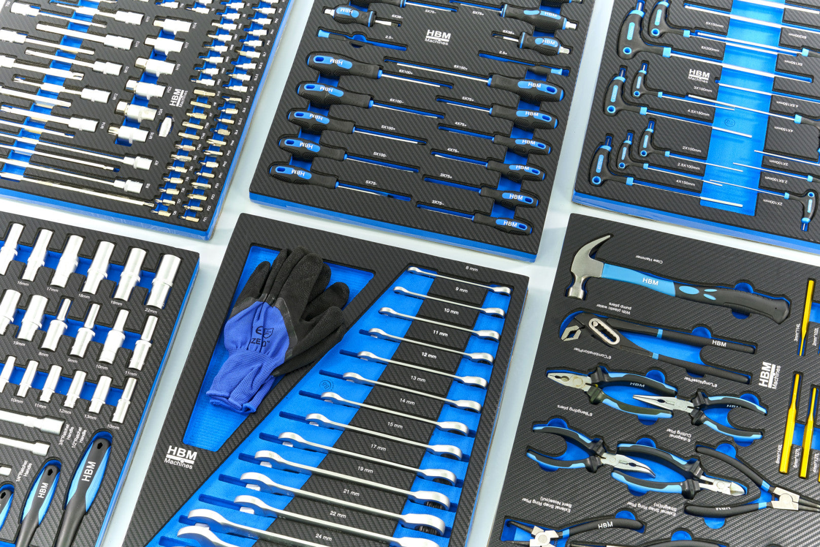 Profesionálna skrinka - dielenský vozík s náradím, so 7 zásuvkami, 262ks náradia, 7 vložiek carbon - premium, HBM Holandsko