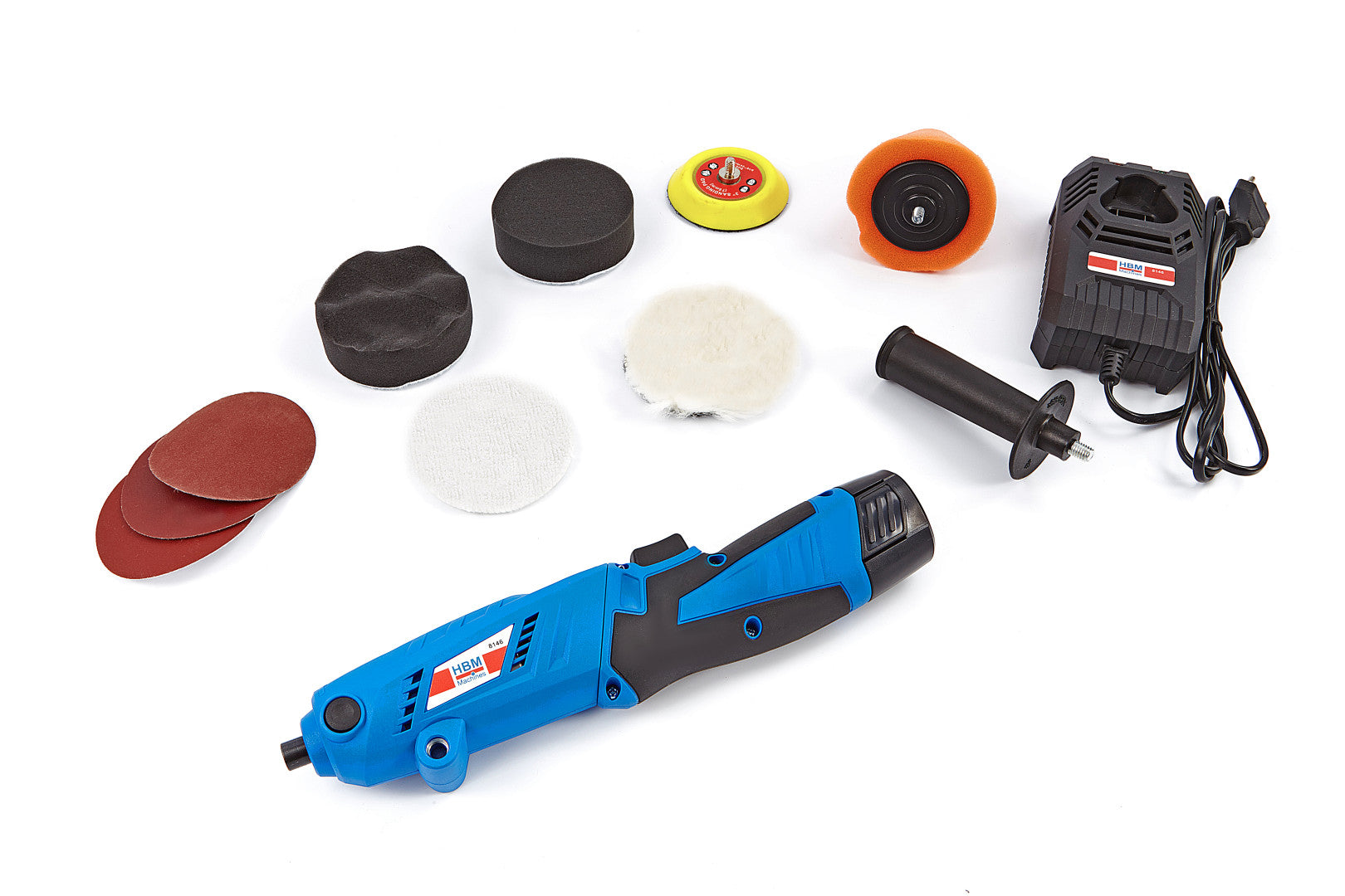 Akumulátorová leštička 75mm, 10,8V, 1,5Ah s príslušenstvom HBM Machines Holandsko