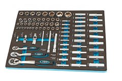 Penová vložka s gola sadou - račne a nástrčné hlavice, 81 dielov