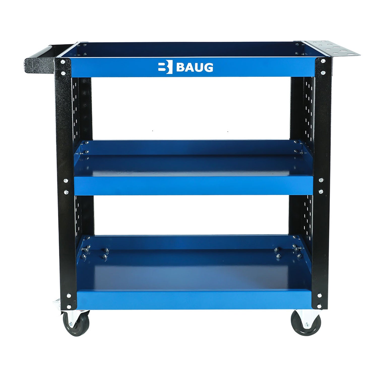Mobilný montážny vozík s 3 policami a držiakom na skrutkovače Baug