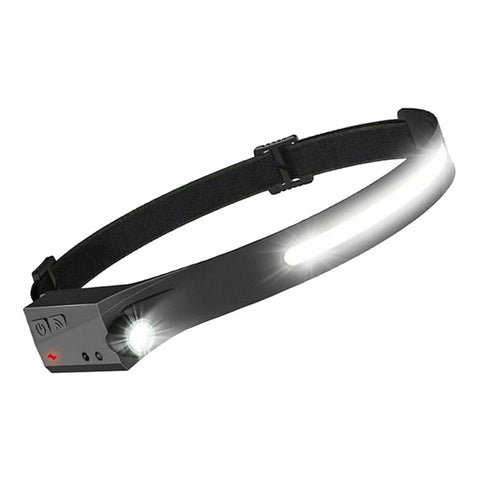 Akumulátorová čelovka s pohybovým senzorom, vodeodolná, s LED COB pásom