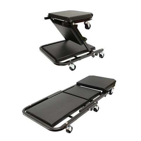 Montážne ležadlo a stolička na kolieskach