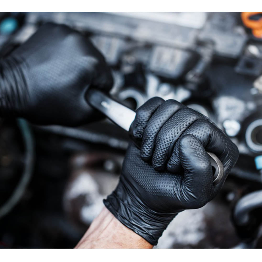 Prémiové nitrilové rukavice Mercator Gogrip čierne pre mechanikov, veľkosť XL, 50ks