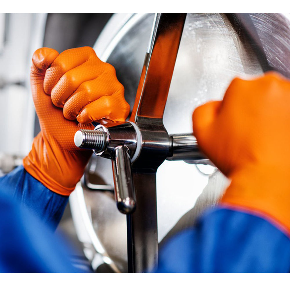 Prémiové nitrilové rukavice Mercator Gogrip oranžové pre mechanikov, veľkosť L, 50ks