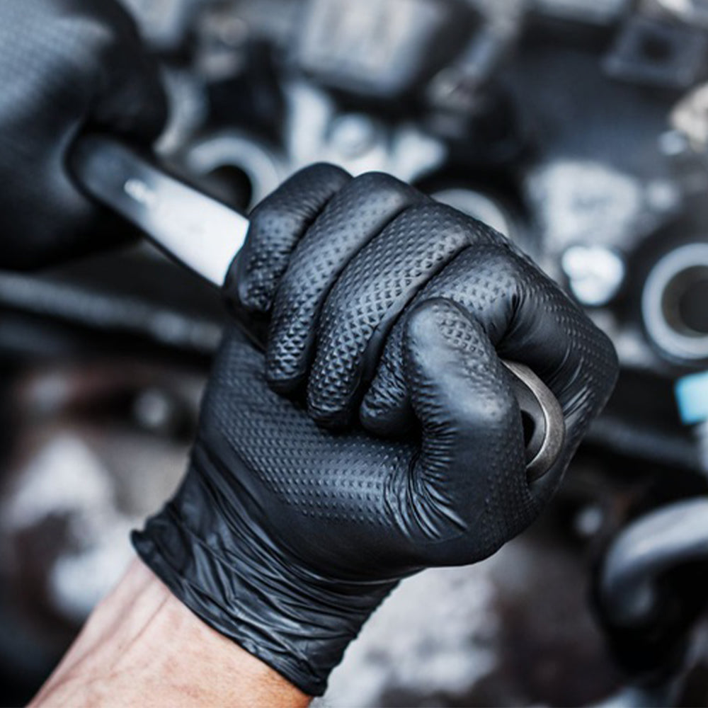 Prémiové nitrilové rukavice Mercator Gogrip čierne pre mechanikov, veľkosť M, 50ks