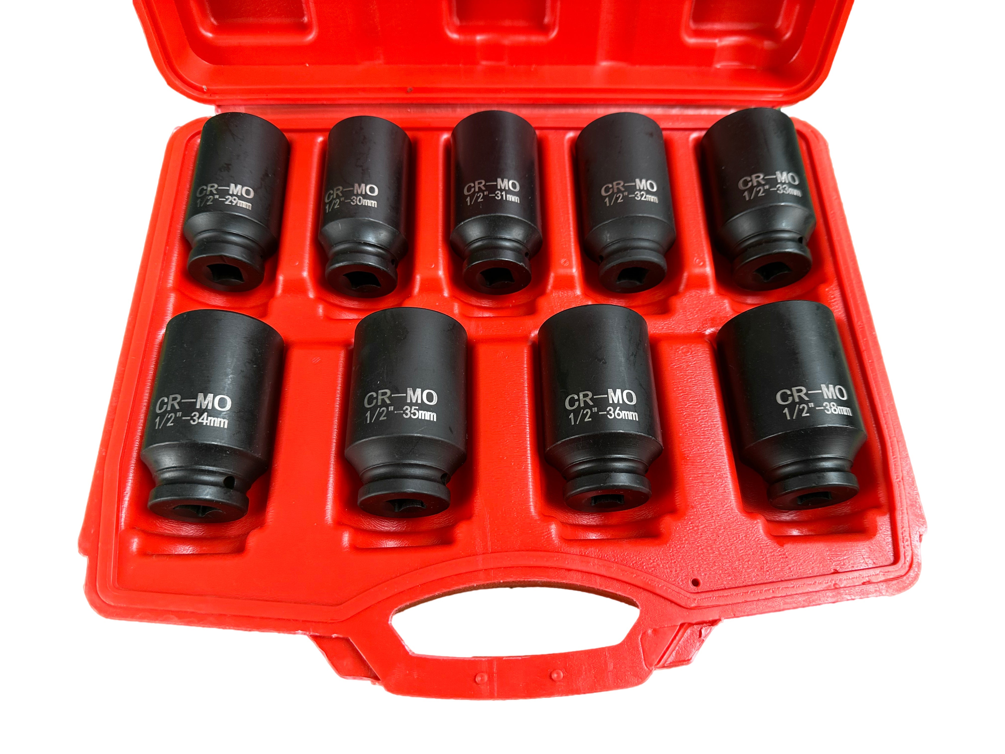 Sada nástrčných hlavíc 1/2" na hnacie hriadele, 9 kusov, 29–38 mm – PSA, VAG, BMW – Gebo Tools