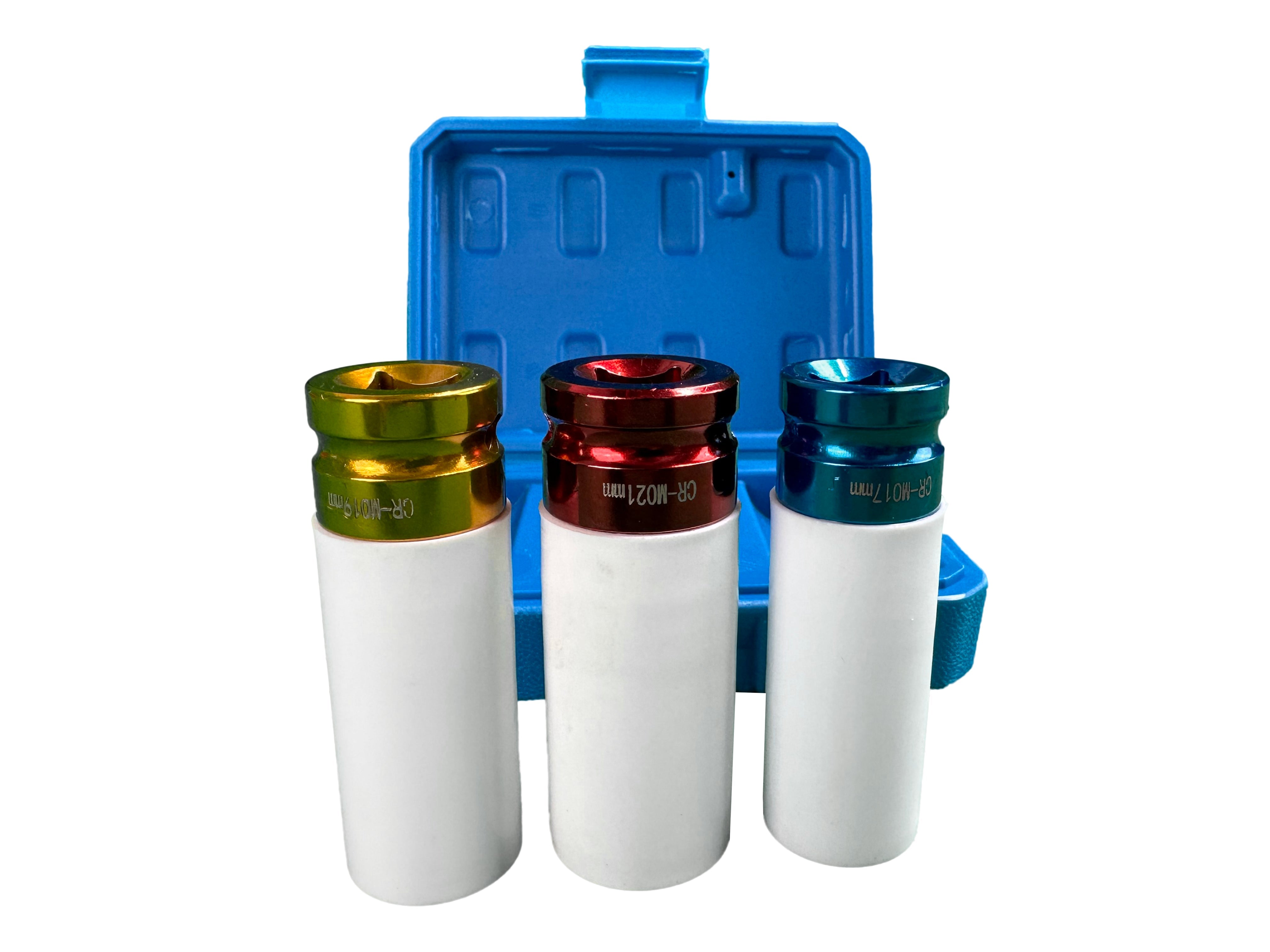 Sada 3 hlavíc s ochranou pre zliatinové disky 17, 19, 21 mm – Gebo Tools