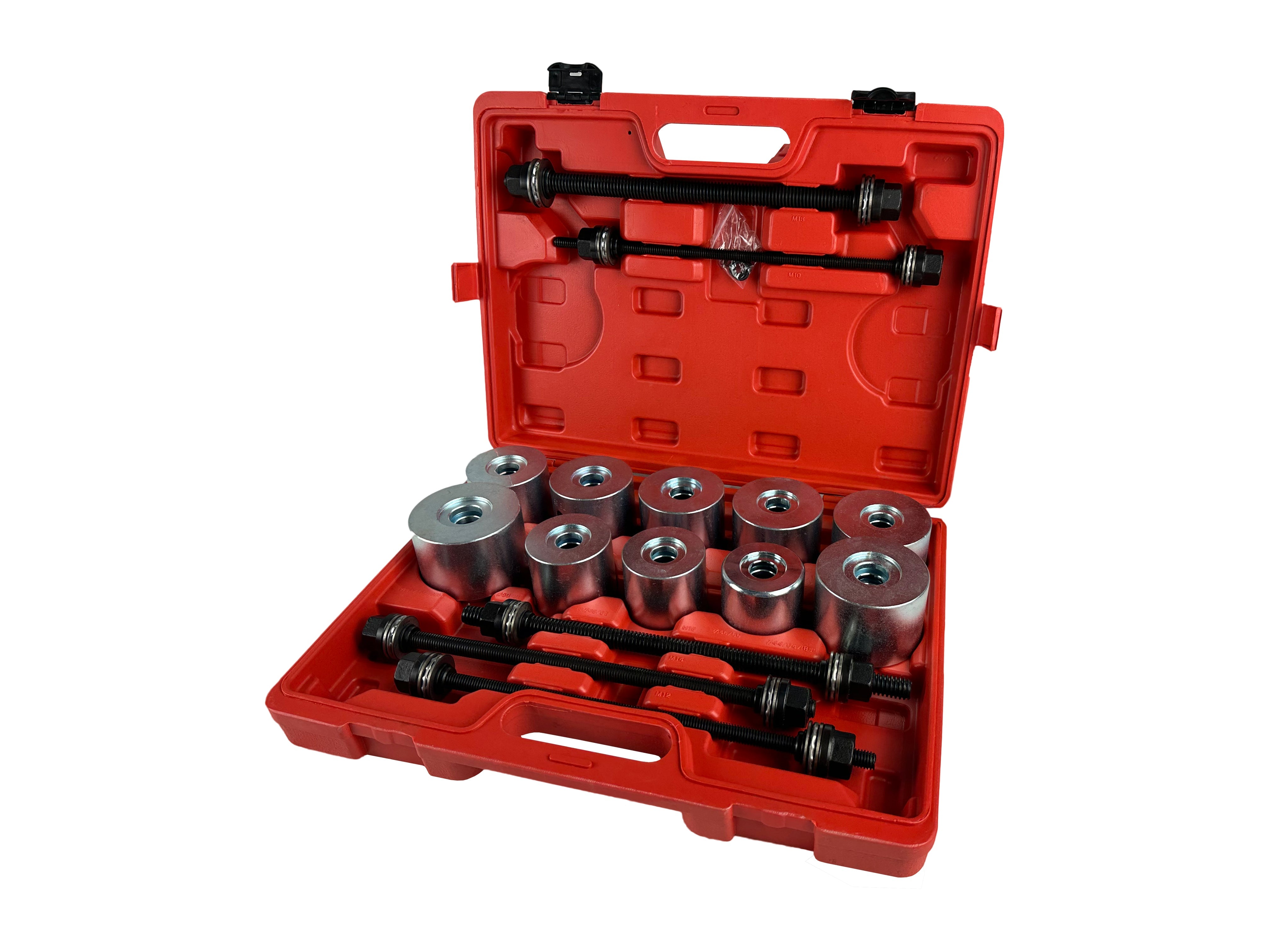 Sada lisov na montáž a demontáž ložísk a silentblokov zavesenia 34–90 mm, 27 kusov – Gebo Tools