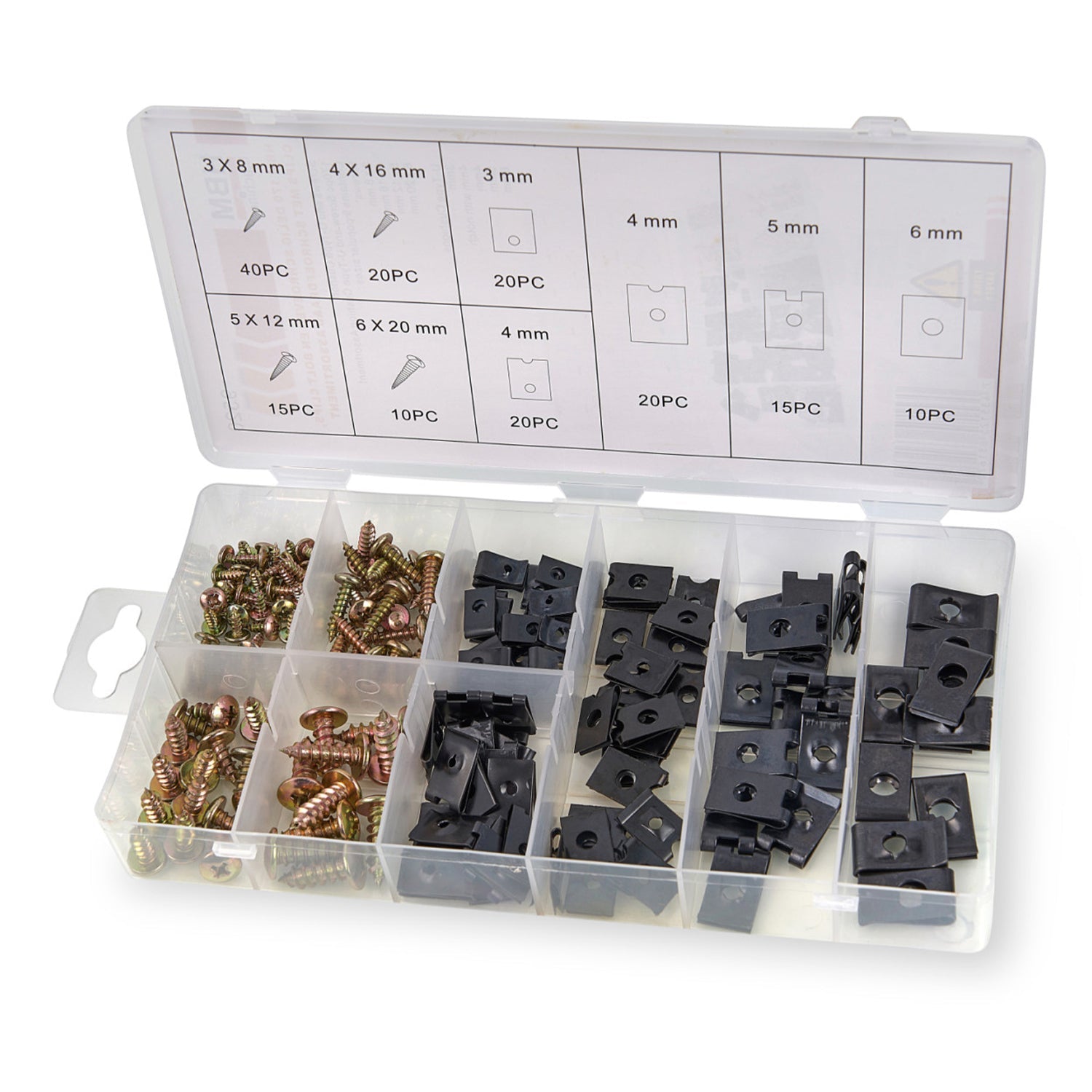 Sada samorezných skrutiek s úchytkami 170 kusov