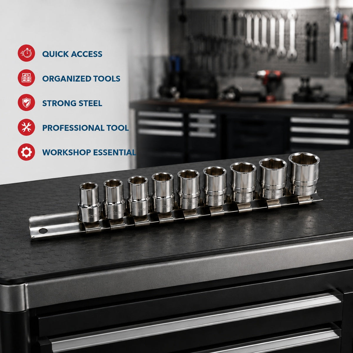 Lišta na nástrčné hlavice - kľúče 1/2'' Gebo Tools