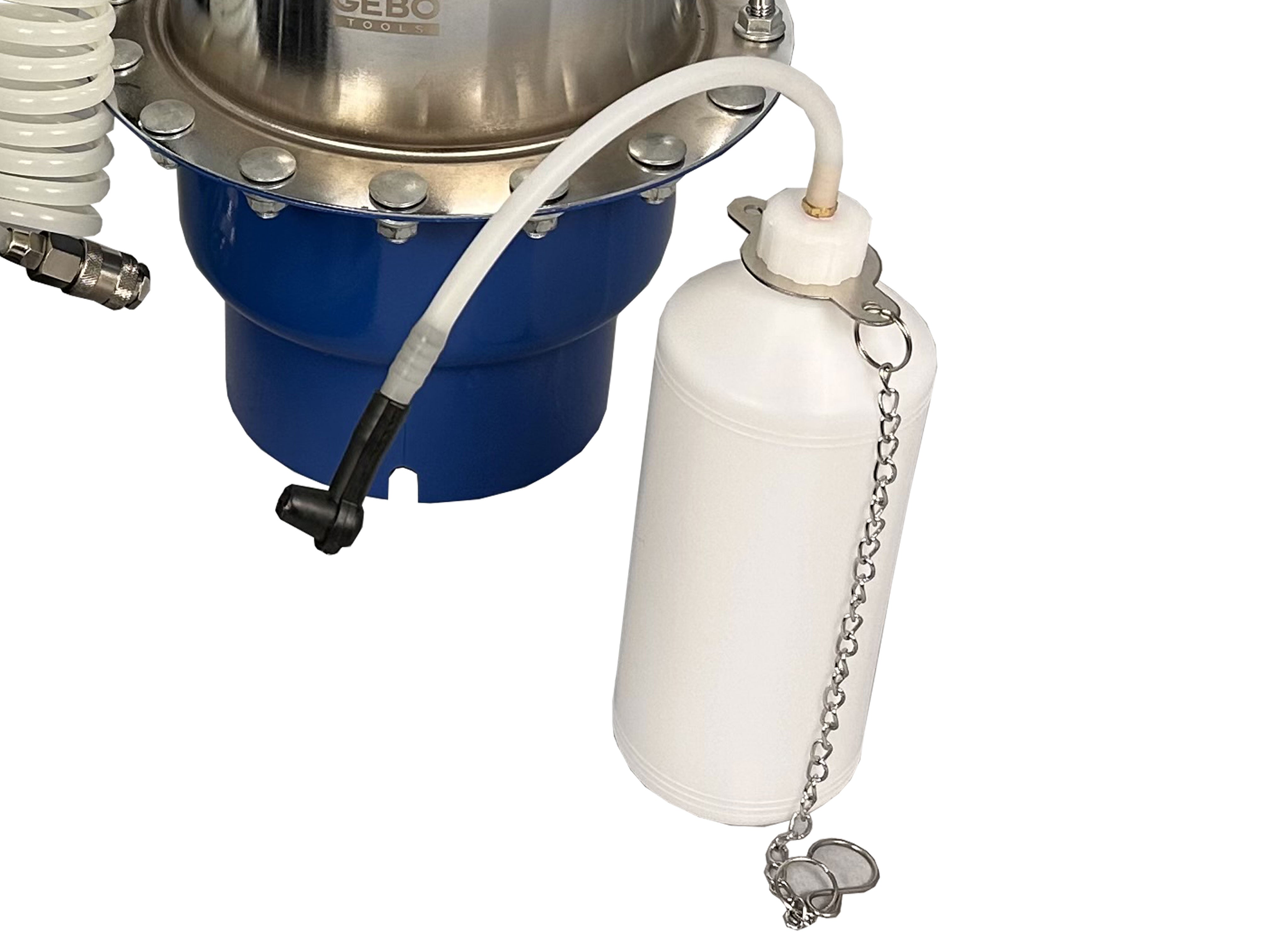 Zariadenie na odvzdušnenie a výmenu brzdovej kvapaliny s adaptérmi, univerzálne, Gebo Tools