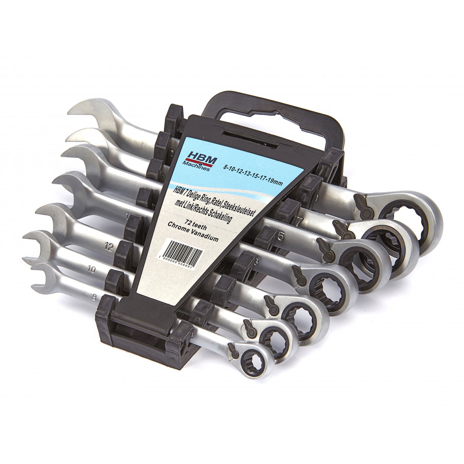 Sada kombinovaných očko-plochých kľúčov s račňou 7ks 8 - 19mm