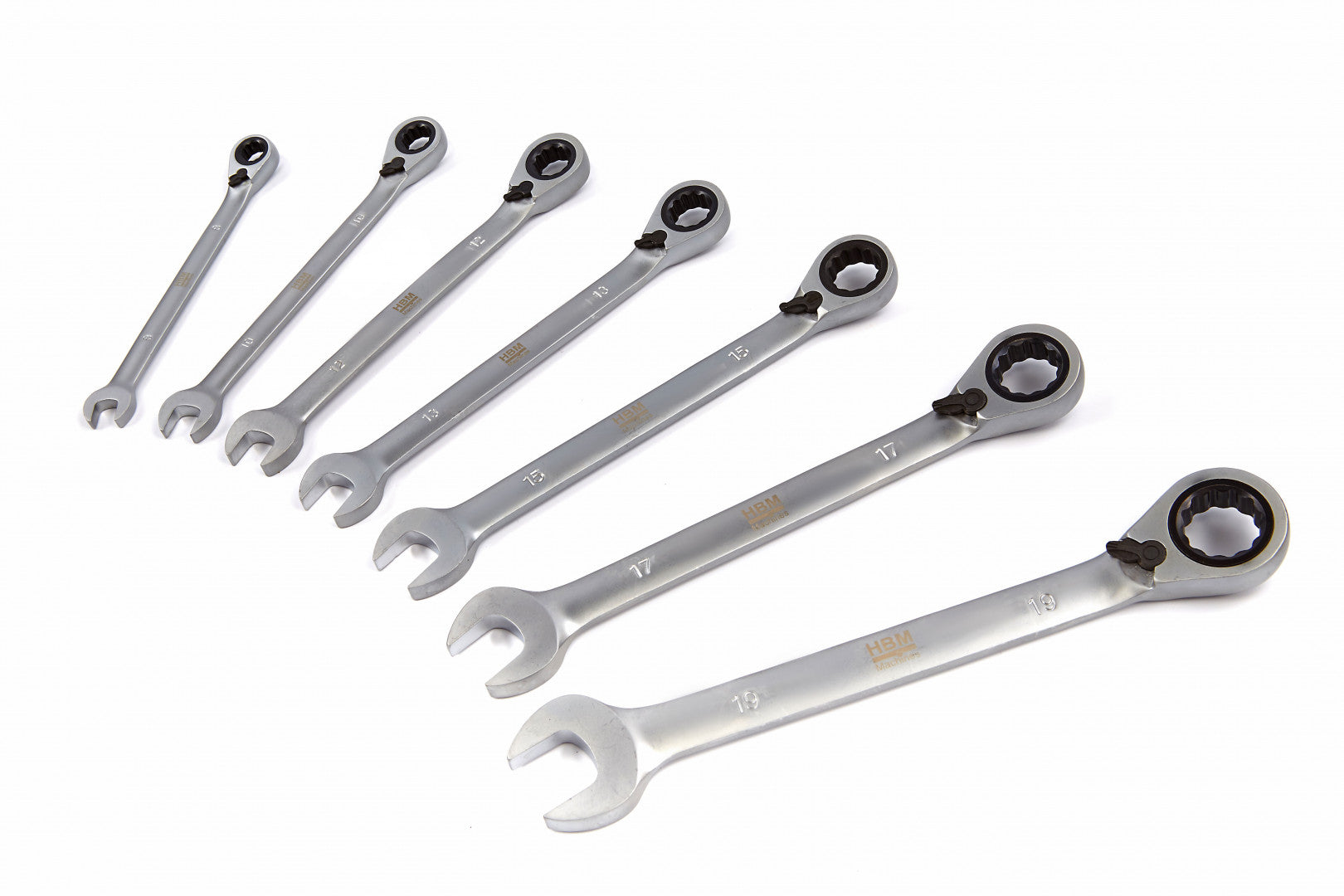 Sada kombinovaných očko-plochých kľúčov s račňou 7ks 8 - 19mm