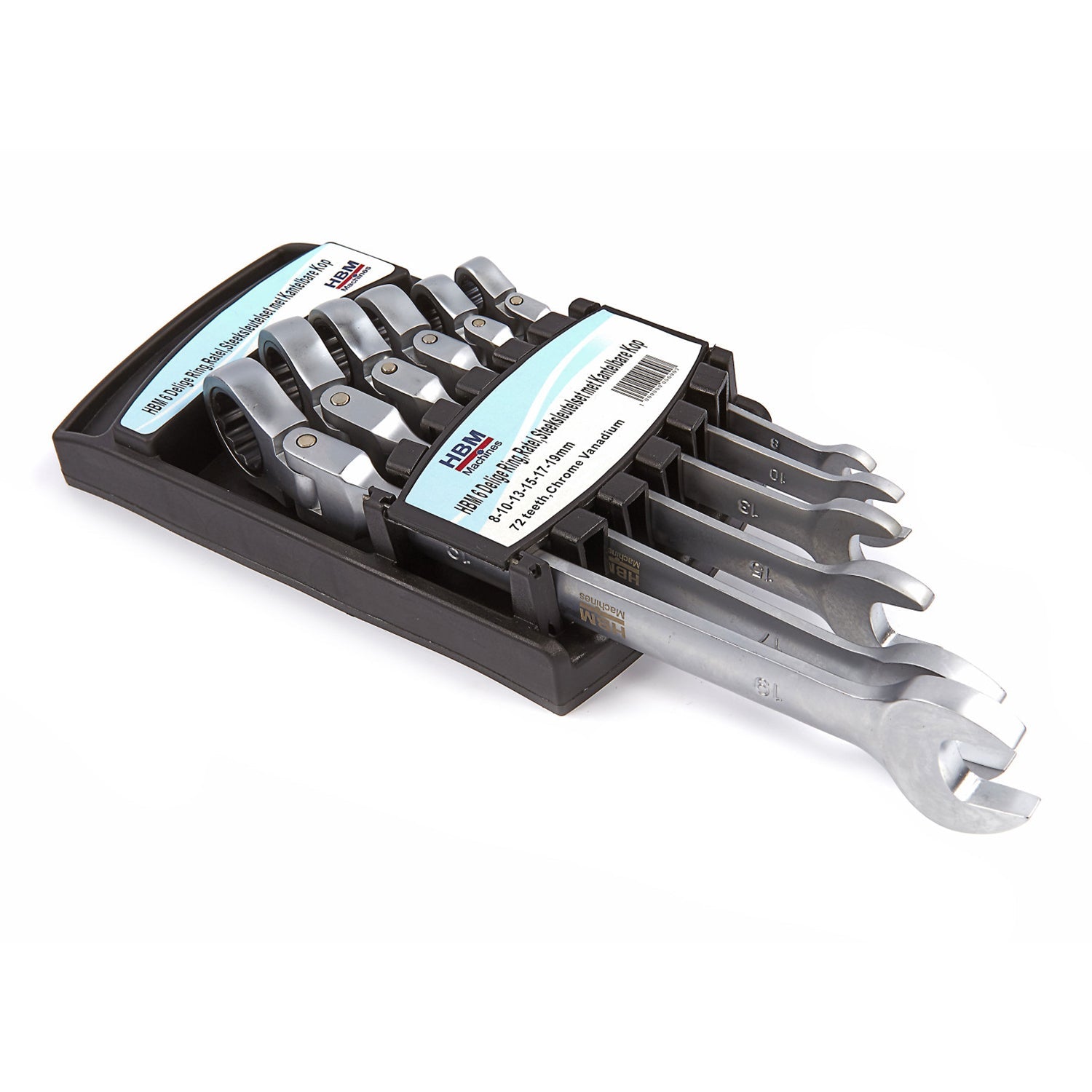 Sada kombinovaných očko-plochých kľúčov s račňou a kĺbom 6ks 8 - 19mm